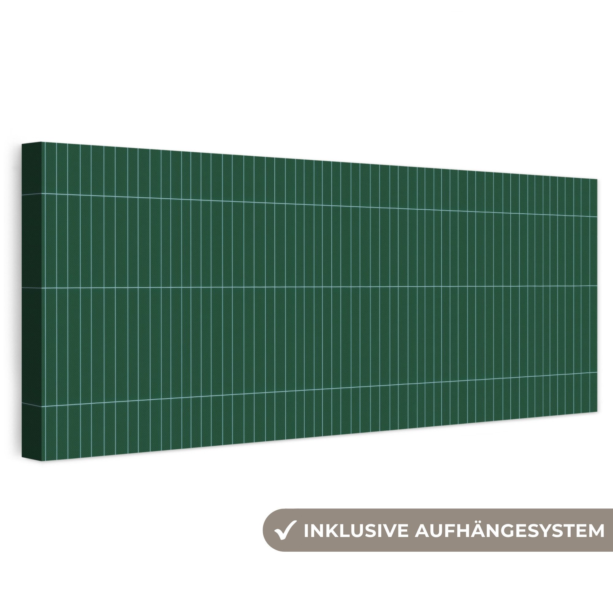 OneMillionCanvasses® Leinwandbild Panorama Muster - Kacheln - Dunkelgrün, Fotodruck (1 St), Wandbild, Deko Schlafzimmer Wohnzimmer Flur 60x20 cm
