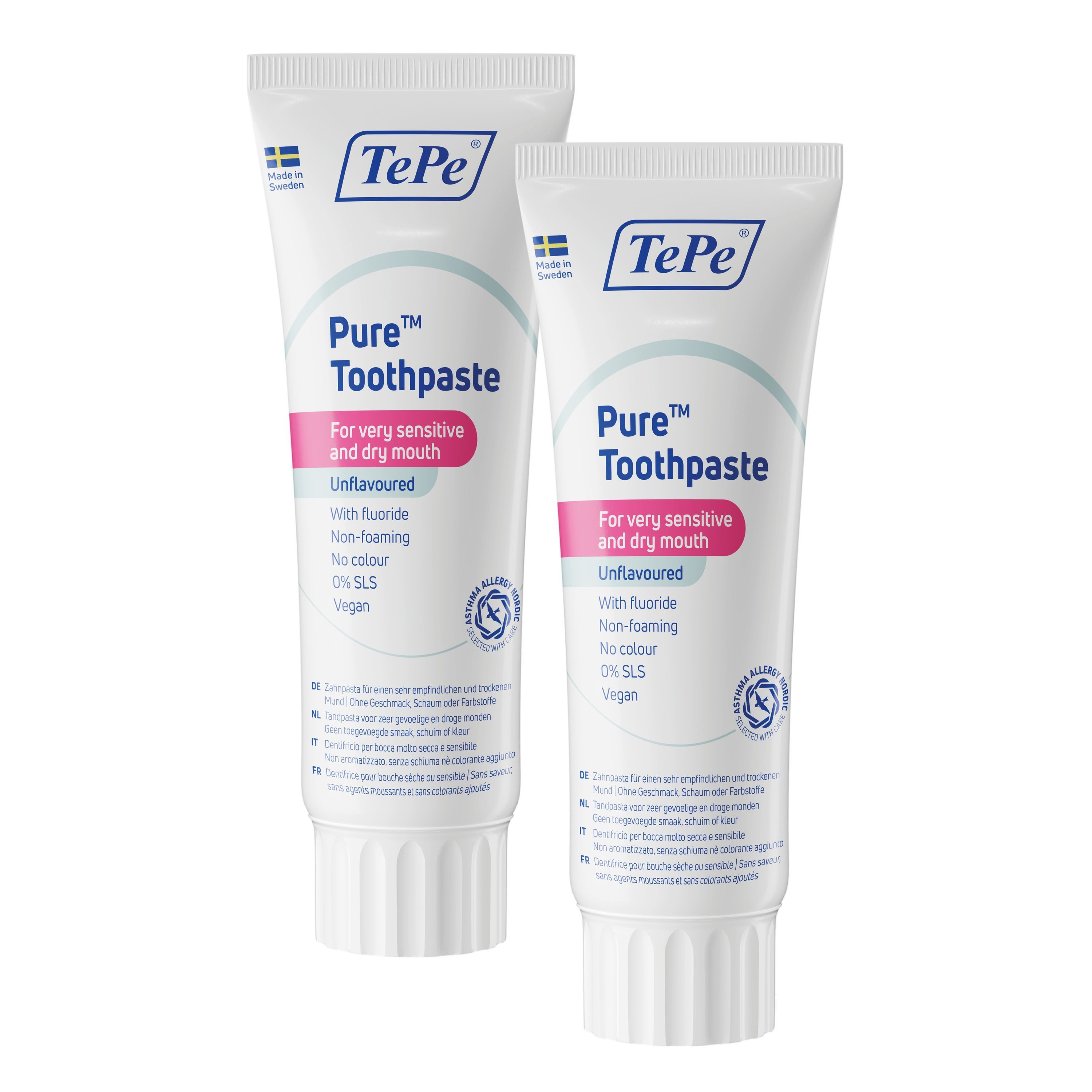 TePe Zahnpasta Pure, 2 Stück, (2er Set, 2-St) Gesunde Mundtrockenheit