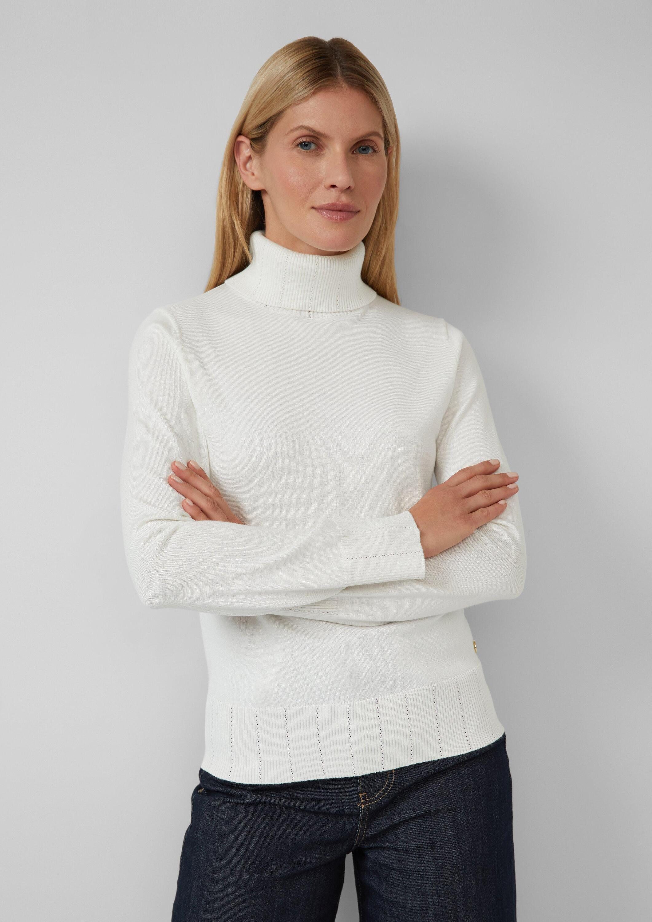 s.Oliver Longpullover Strickpullover Slim-Fit-Pullover mit Ajour-Details