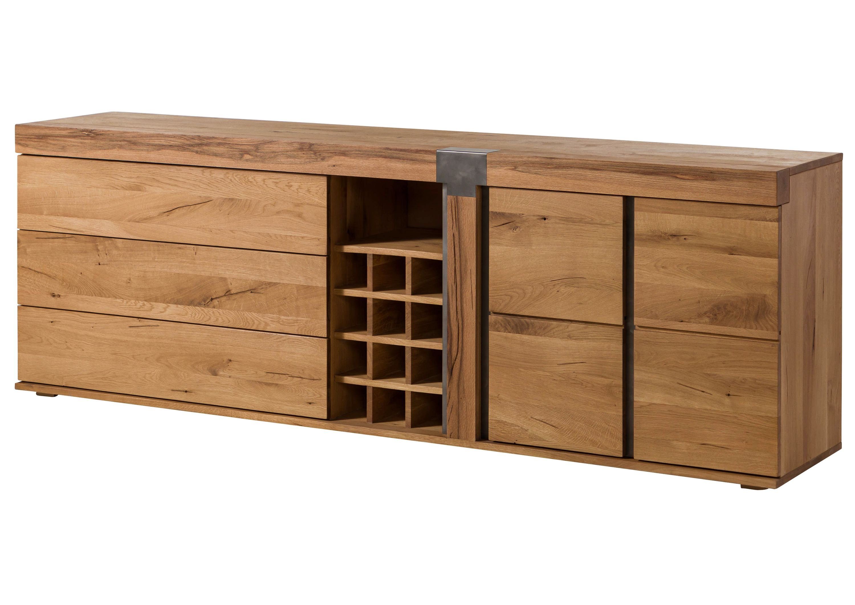 Massivmoebel24 Sideboard (Sideboard Wild-/Zerreiche 220x45x75 natur geölt NEW AMSTERDAM #17), Sideboard Wild-/Zerreiche 220x45x75 natur geölt NEW AMSTERDAM #17