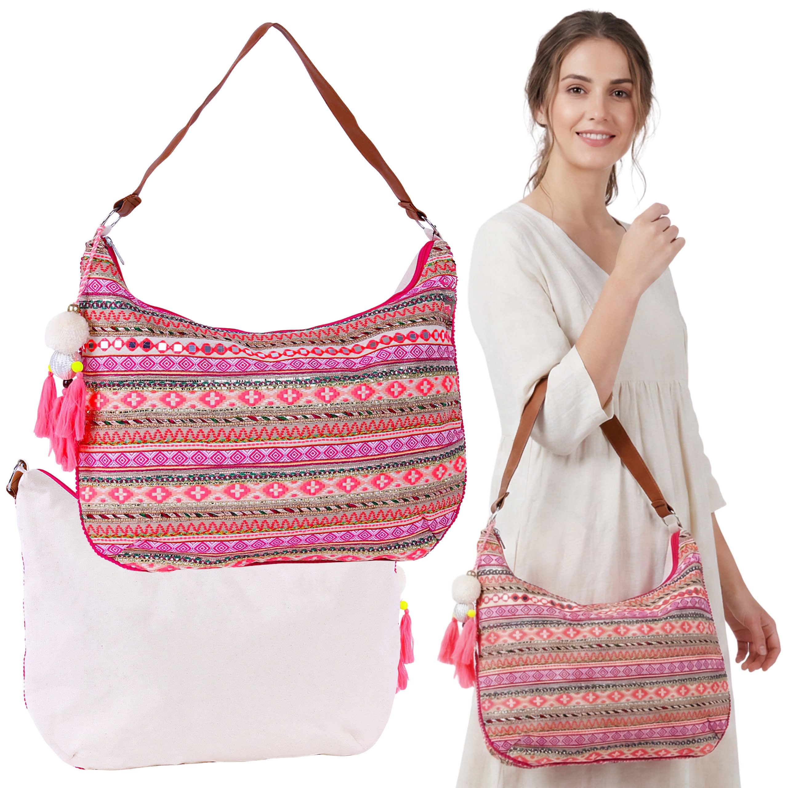 Sarcia.eu Umhängetasche Farbenfrohe Boho-Umhängetasche, geräumige Damenhandtasche