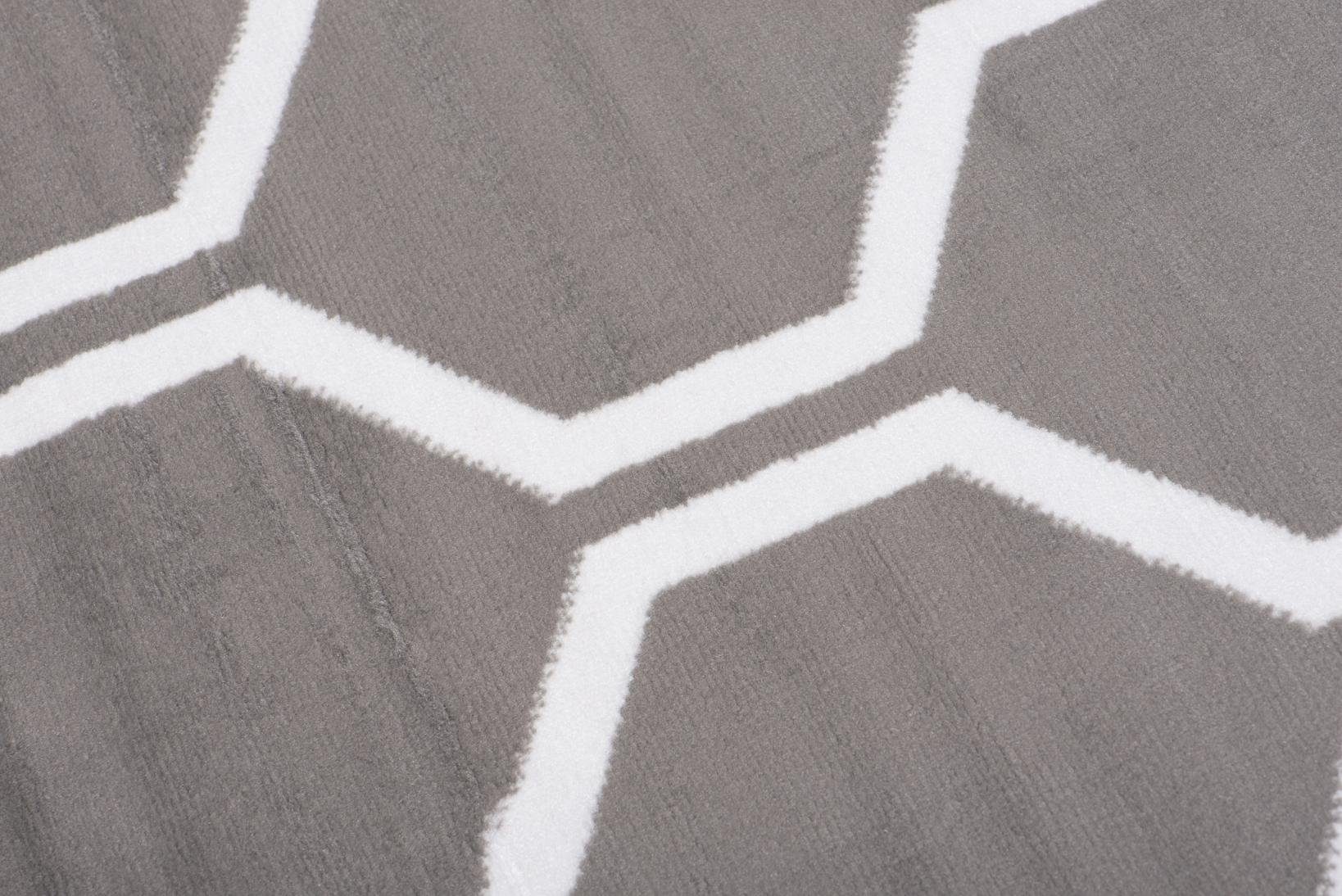 70 mm, Designteppich Muster Modern Mazovia, Geeignet Geometrische grau 7 Fußbodenheizung, x 140 Höhe Teppich für Kurzflor, cm, Kurzflor -
