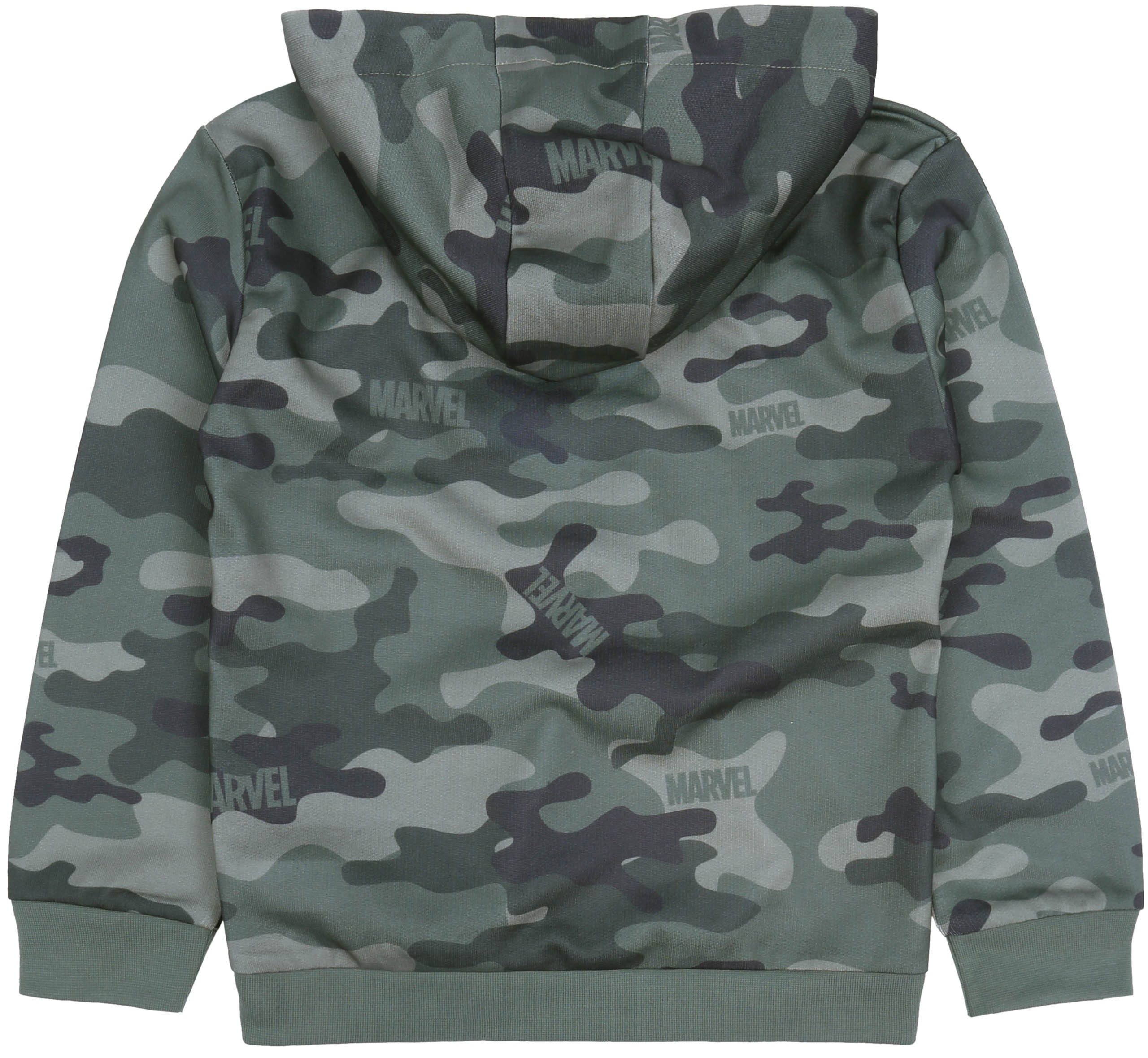 MARVEL Kapuzensweatshirt Grüner Militär-Pullover mit Kapuze MARVEL 8-9 Jahre