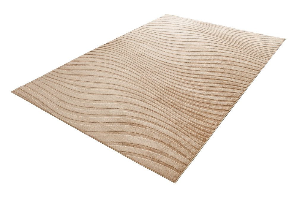 riess-ambiente Designteppich WAVE 230x160cm beiget · Kurzflor-Teppich mit Hoch-Tief-Effekt, rechteckig, Höhe: 10 mm, Wohnzimmer · Indoor · 3D-Effekt · Modern · Schlafzimmer