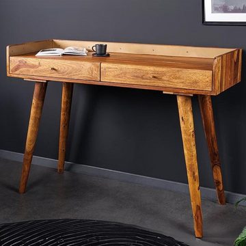 LebensWohnArt Konsolentisch Design Konsolentisch BELLEZA 110cm natural Sheesham Schreibtisch
