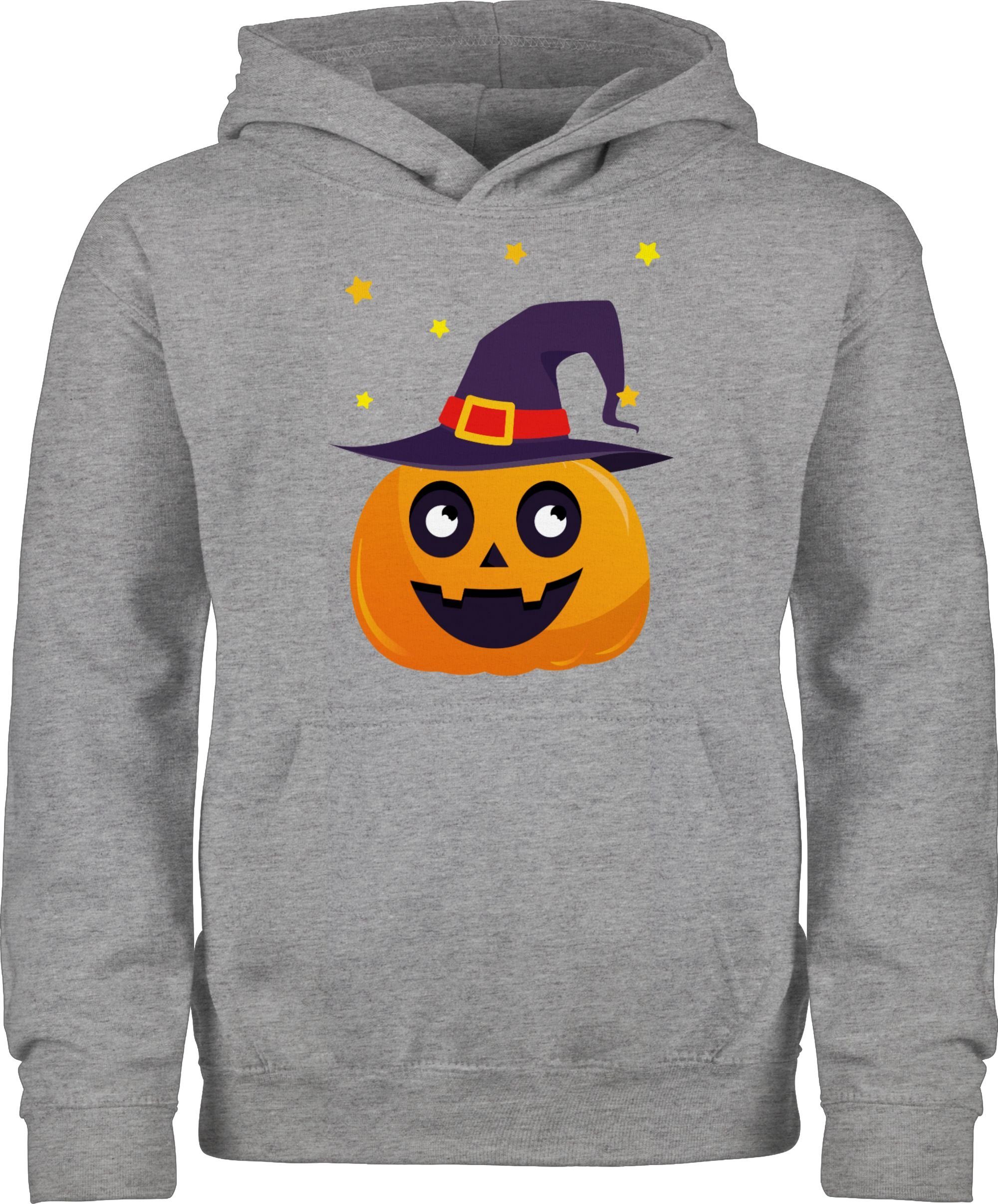 Halloween Hoodie Kostüme Niedlich 2 Pumpkin Kinder Grau Shirtracer Süßer für Kürbis meliert