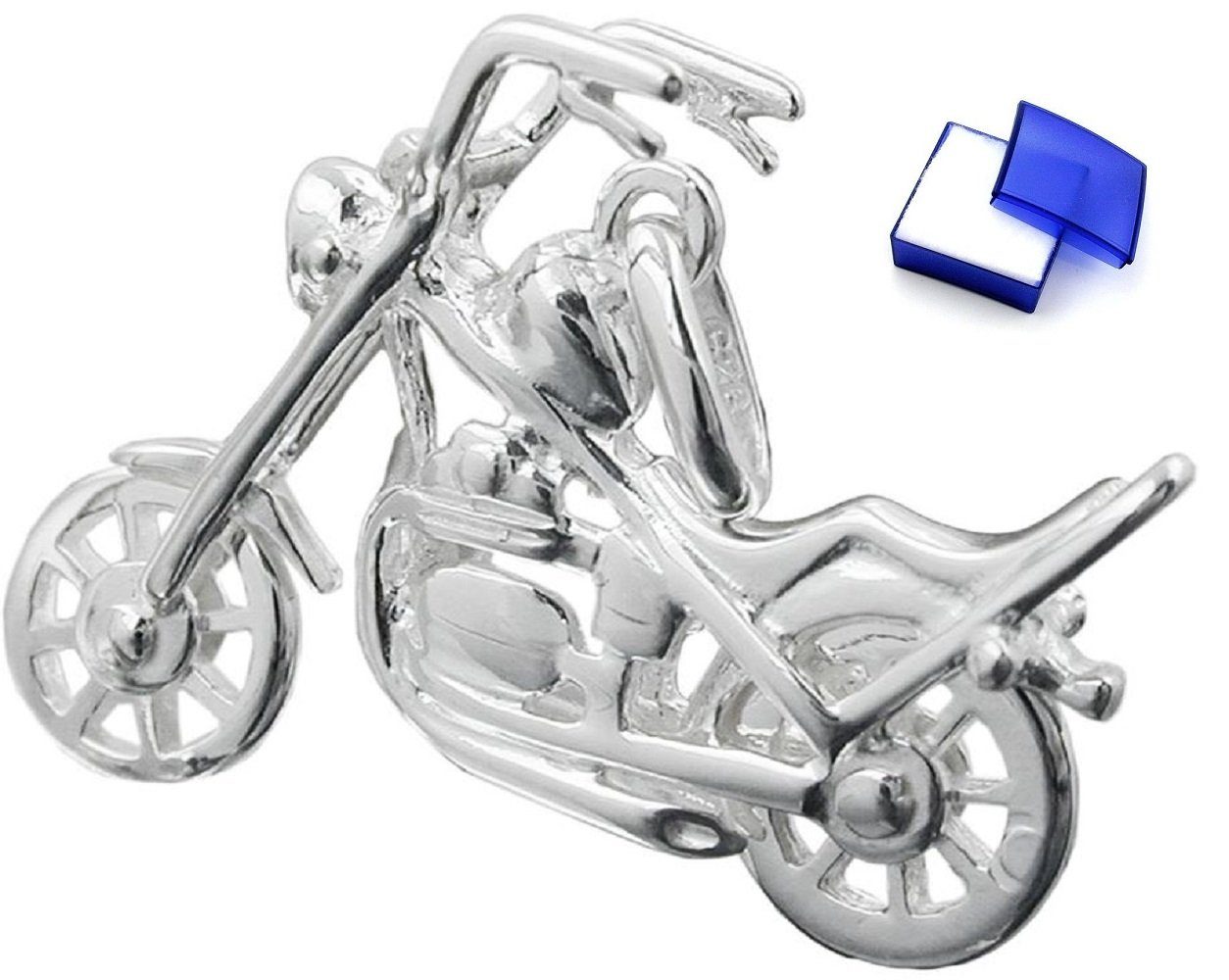 unbespielt Kettenanhänger Kettenanhänger 25 x 18 mm Shopper Motorrad 925 Silber inklusive Schmuckbox, Silberschmuck für Damen und Herren