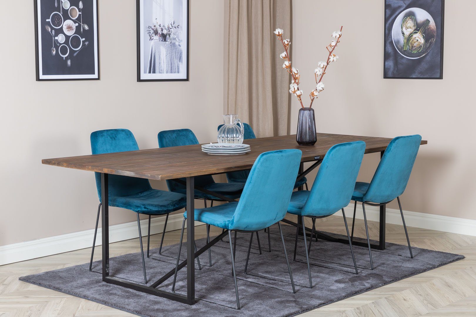 ebuy24 Essgruppe Padang Essgruppe Esstisch Teak Esszimme, 6 Muce und (7-tlg)