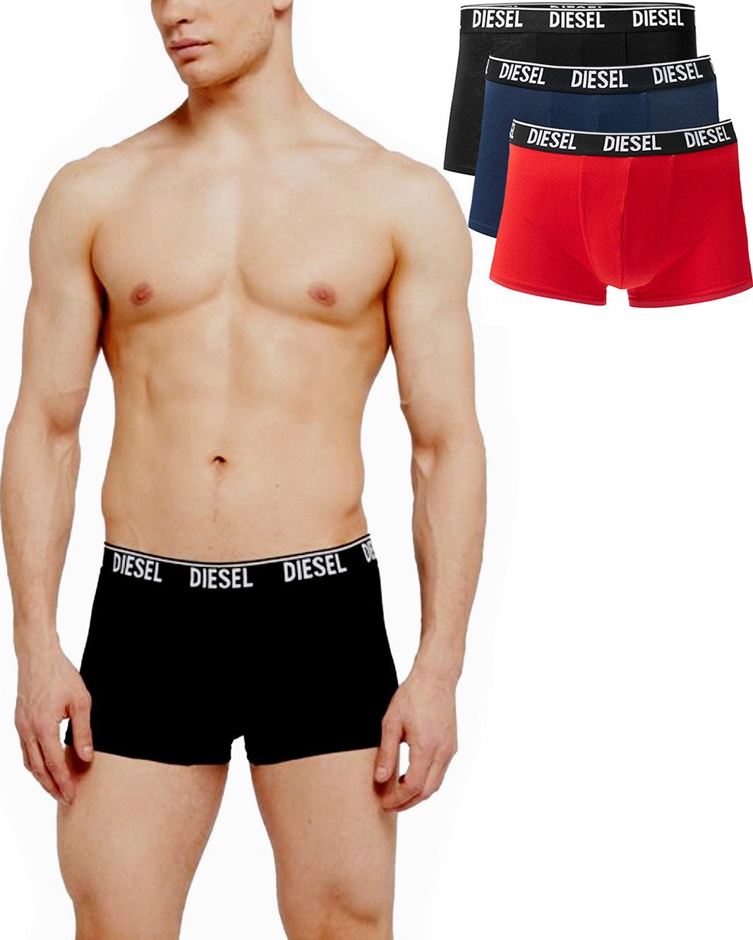 Boxershorts elastische Unterhose - SHAWN E5066 (1xSchwarz, 1xBlau, 1xRot)