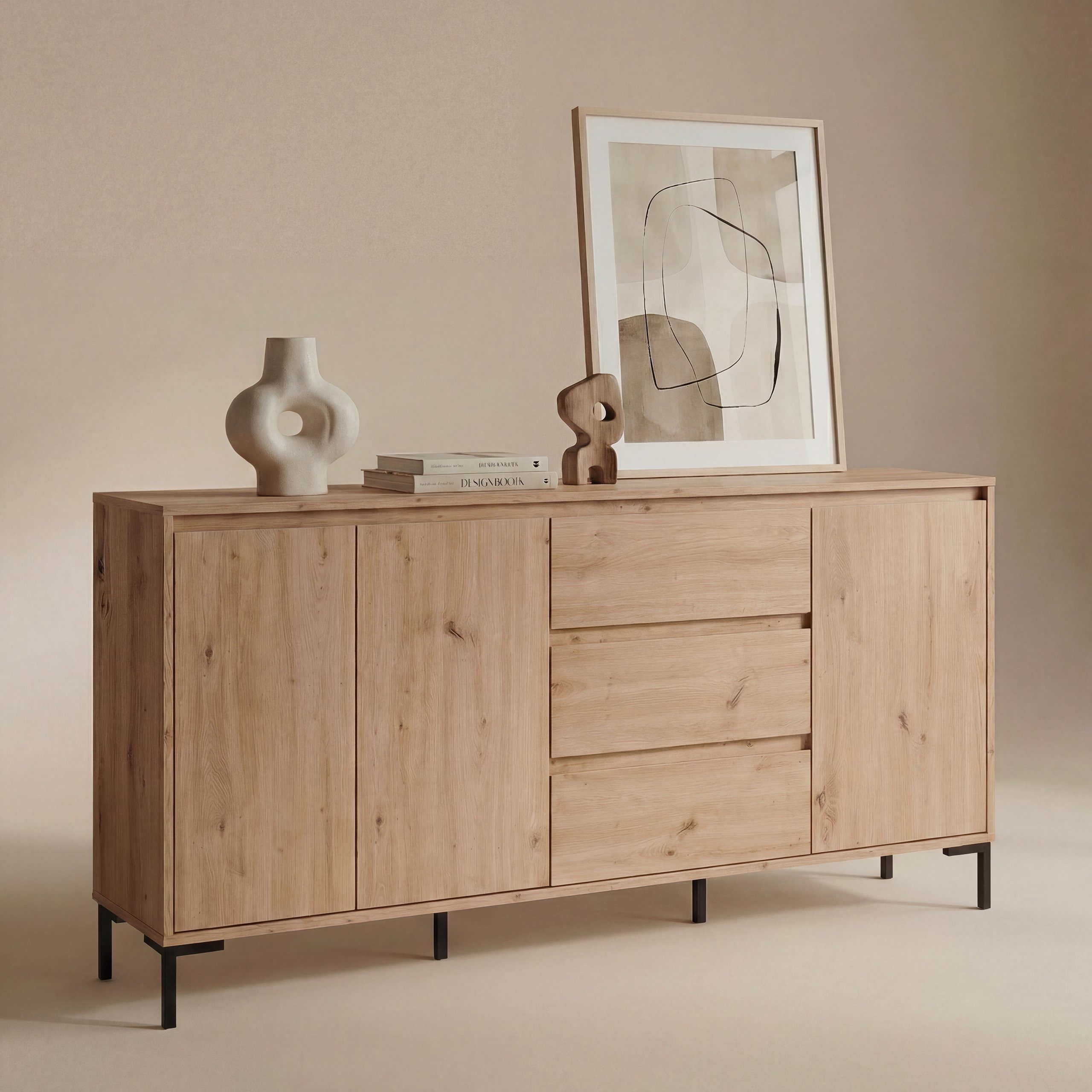 Newroom Sideboard Savage, Wildeiche Sideboard Vintage Industrial Highboard Anrichte Wohnzimmer