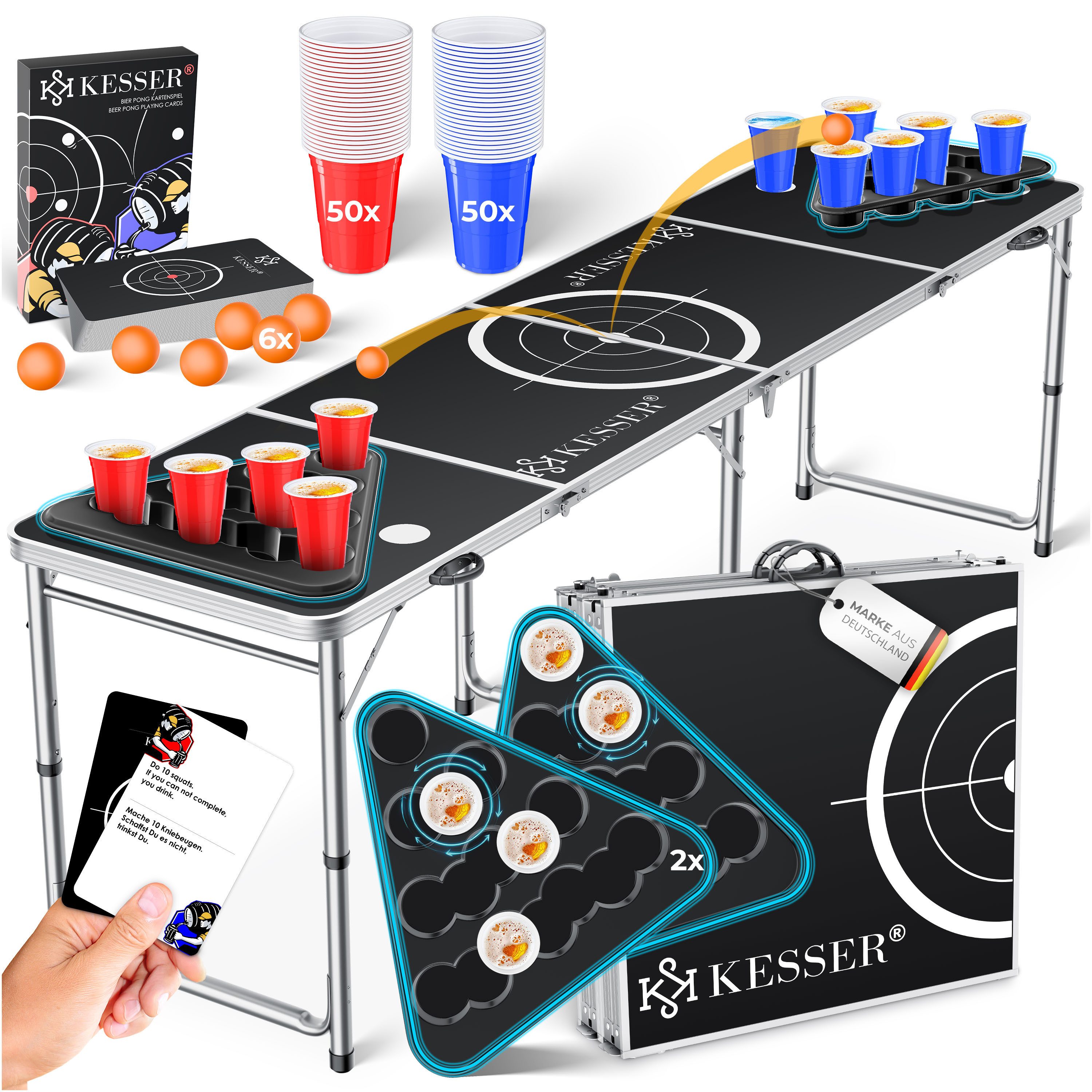 KESSER Spieltisch Bier Pong Tisch, Spiel-Set mit Kartenspiel, 100 Becher & günstig online kaufen