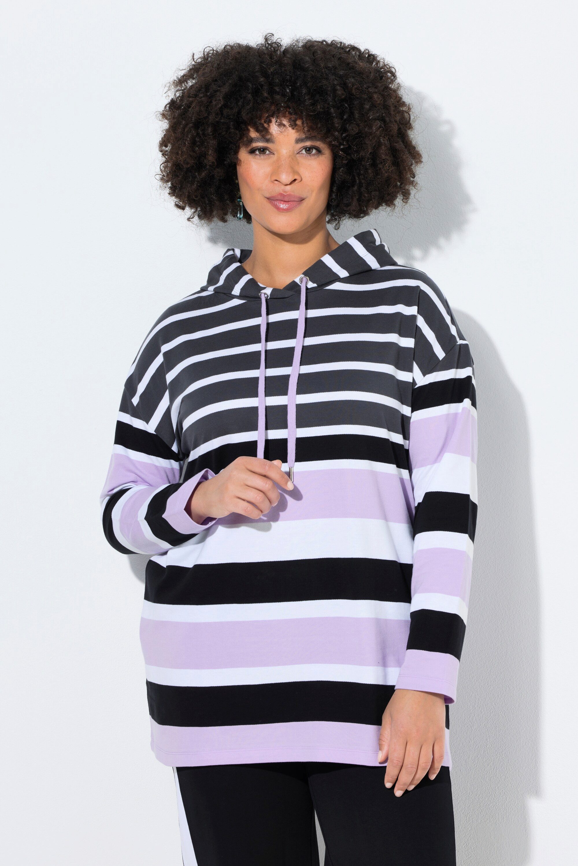 Sweatshirt Hoodie Loose Fit Streifenmuster Kapuze