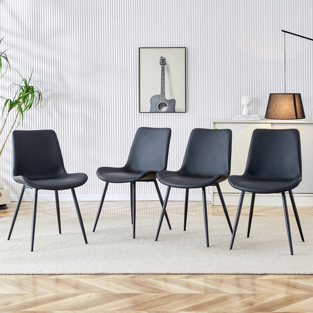 BBWL Esszimmerstuhl 4-teiliger Set aus Kunstleder modernes Design, mit breiter Sitzfläche Rückenlehne rutschfeste Metallfüße Home-Office
