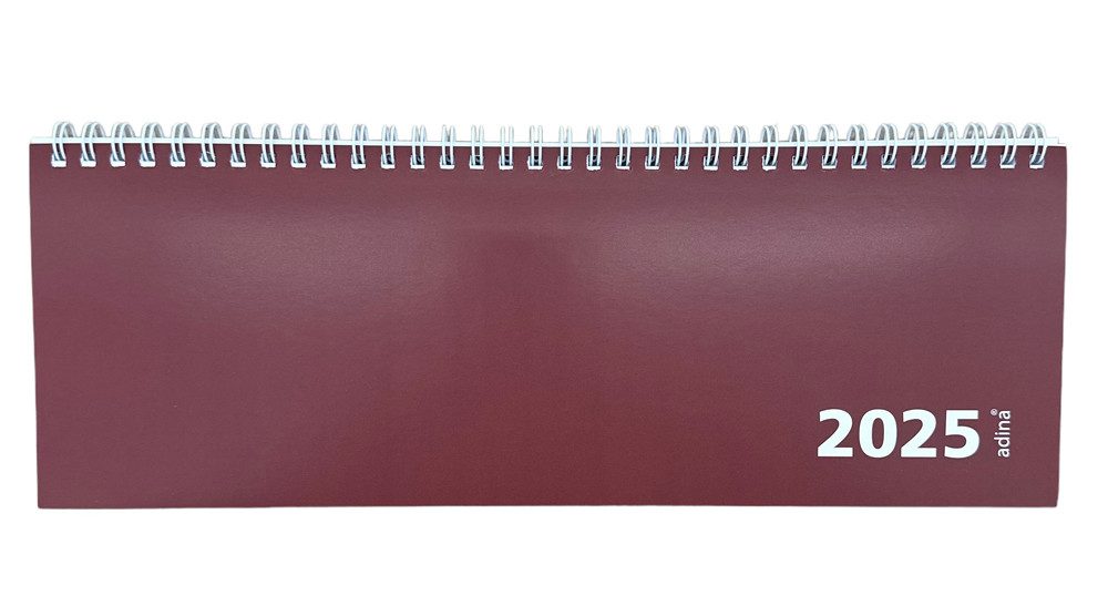 ADINA Tischkalender 2025 ADINA Tischquerkalender bordeaux 1W 2S Schreibtischkalender