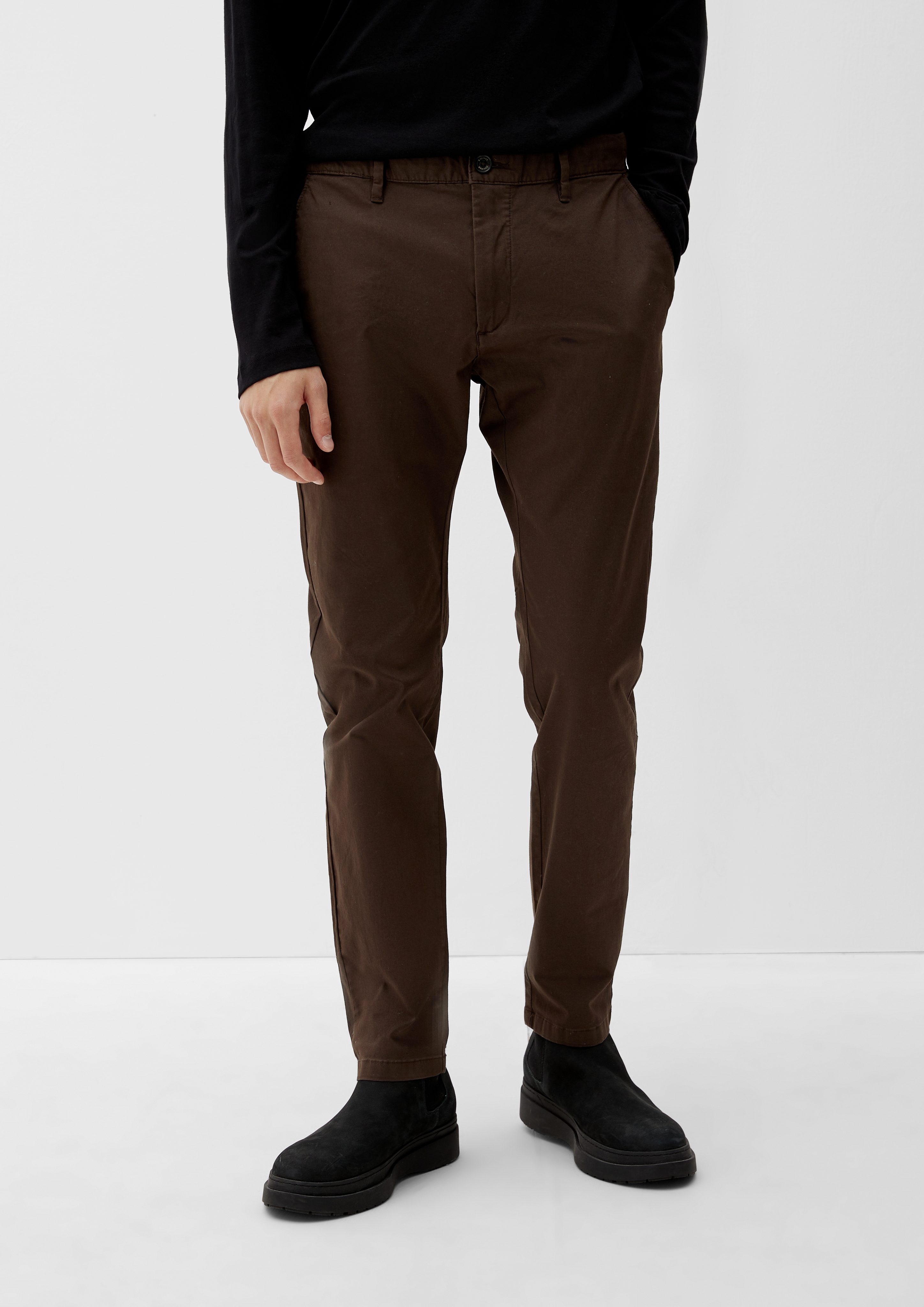 Slim: s.Oliver Chino-Hose mokka Stoffhose Schlichte