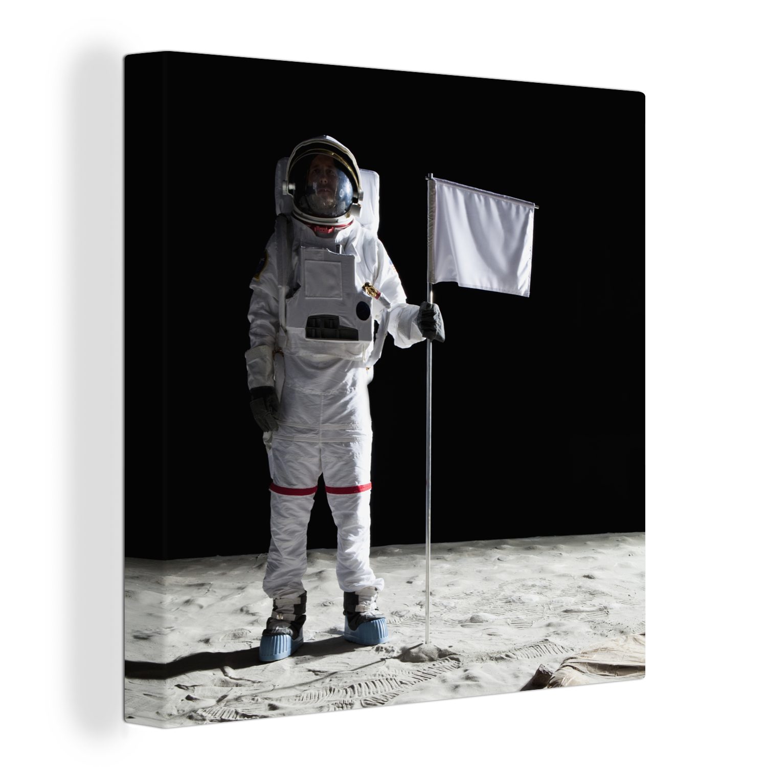 OneMillionCanvasses® Leinwandbild Mond - Weltraum - Astronaut, (1 St), Leinwand Bilder für Wohnzimmer Schlafzimmer