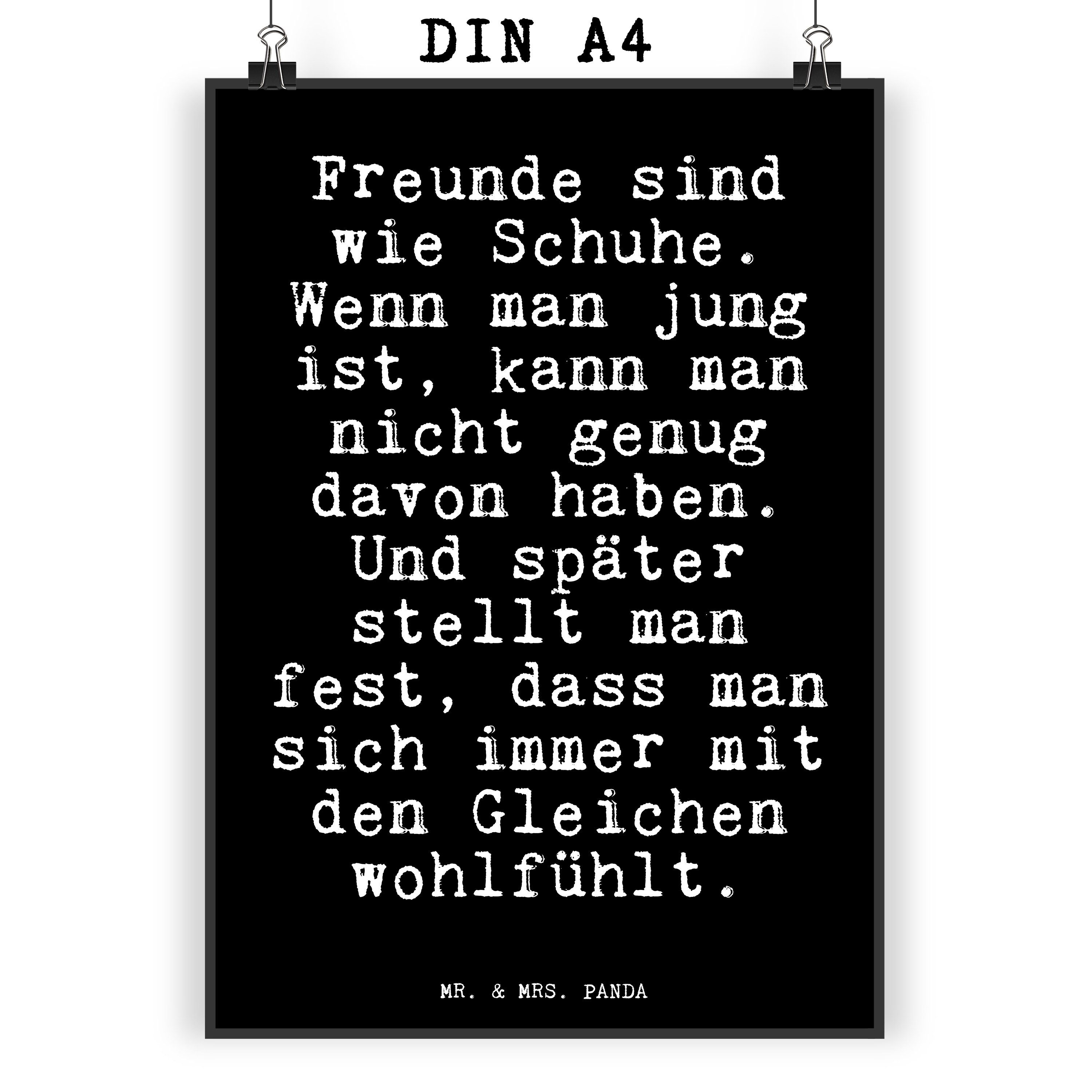 Mr. & Mrs. Panda Poster »Freunde sind wie Schuhe.... Schwarz