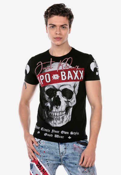Cipo & Baxx T-Shirt mit coolem Skullprint