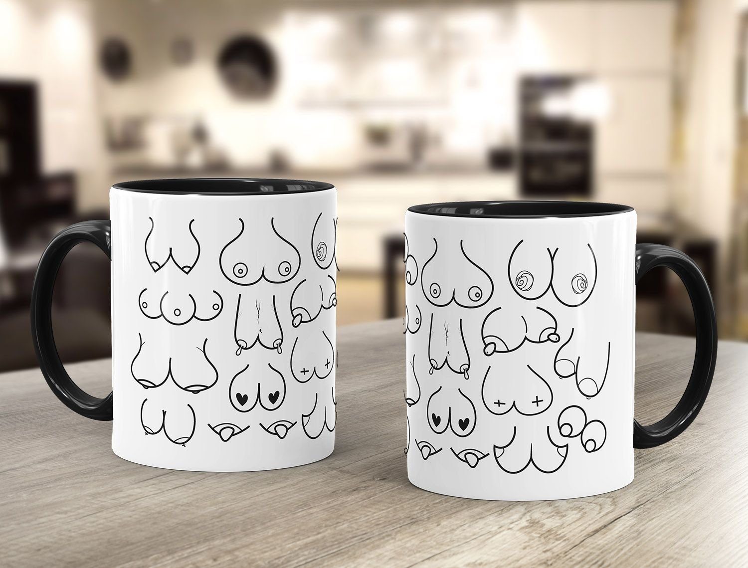 Titten-Tasse Brüste Keramik MoonWorks®, Kaffee-Tasse Büro-Tasse Fun-Tasse Titten-Muster MoonWorks Tasse