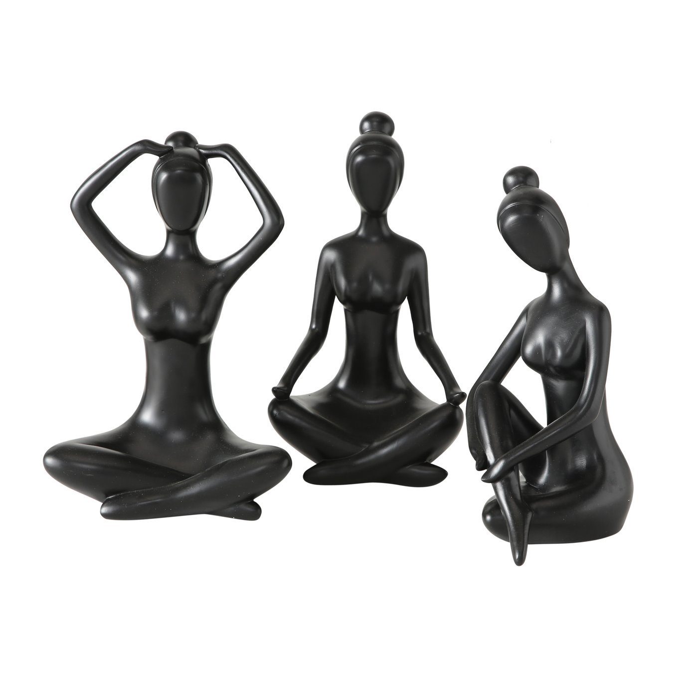 H30cm (3 aus Set Yoga St) in 3er BOLTZE Frauen Dekofigur Kunstharz GILDE schwarz