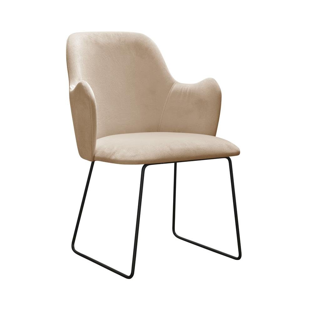 JVmoebel Stuhl, Design Stühle Stuhl Sitz Praxis Ess Zimmer Textil Stoff Polster Warte Kanzlei Beige