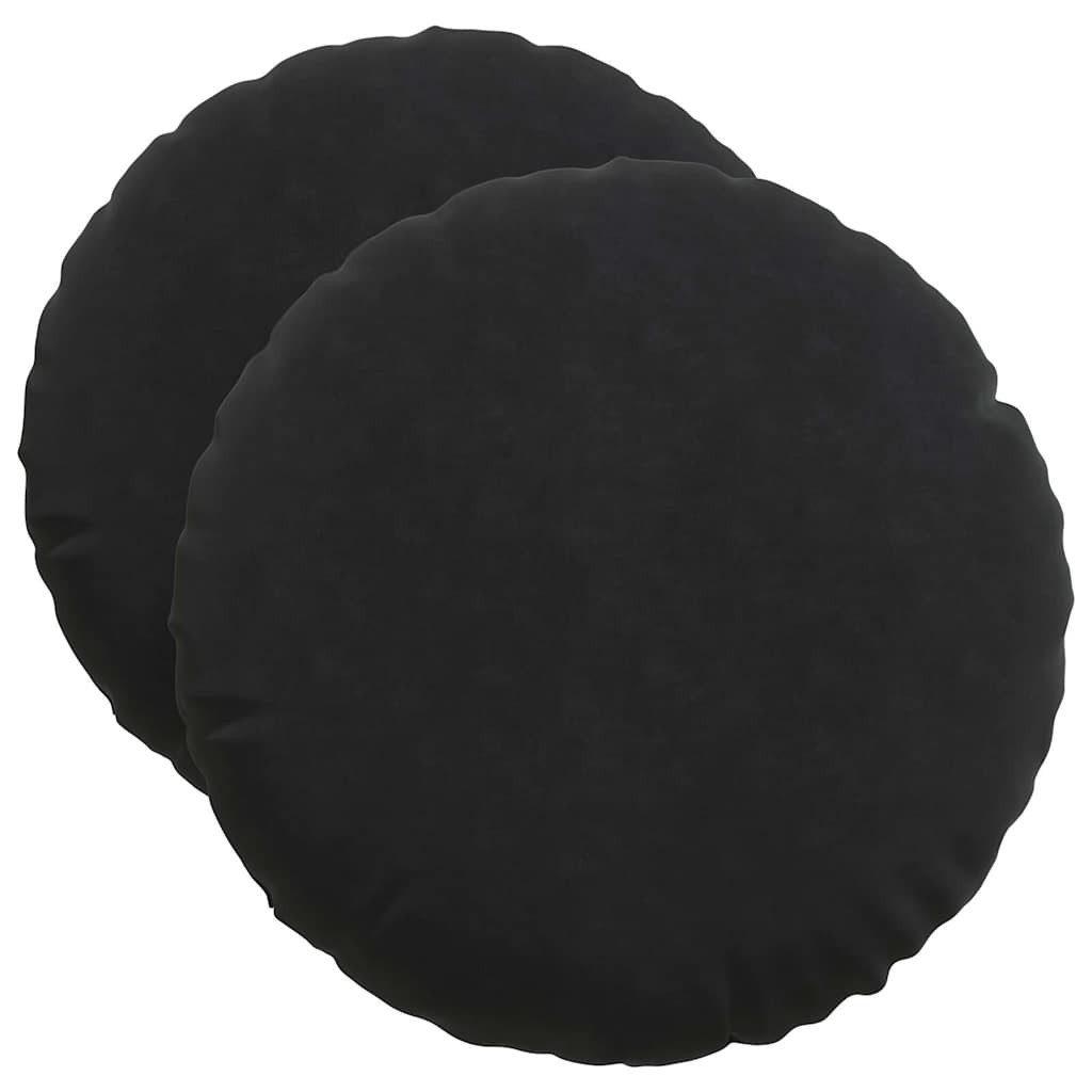 vidaXL Sitzauflage Sitzkissen 2 stk. Samt Schwarz Ø50 x 19 cm, (2 St)