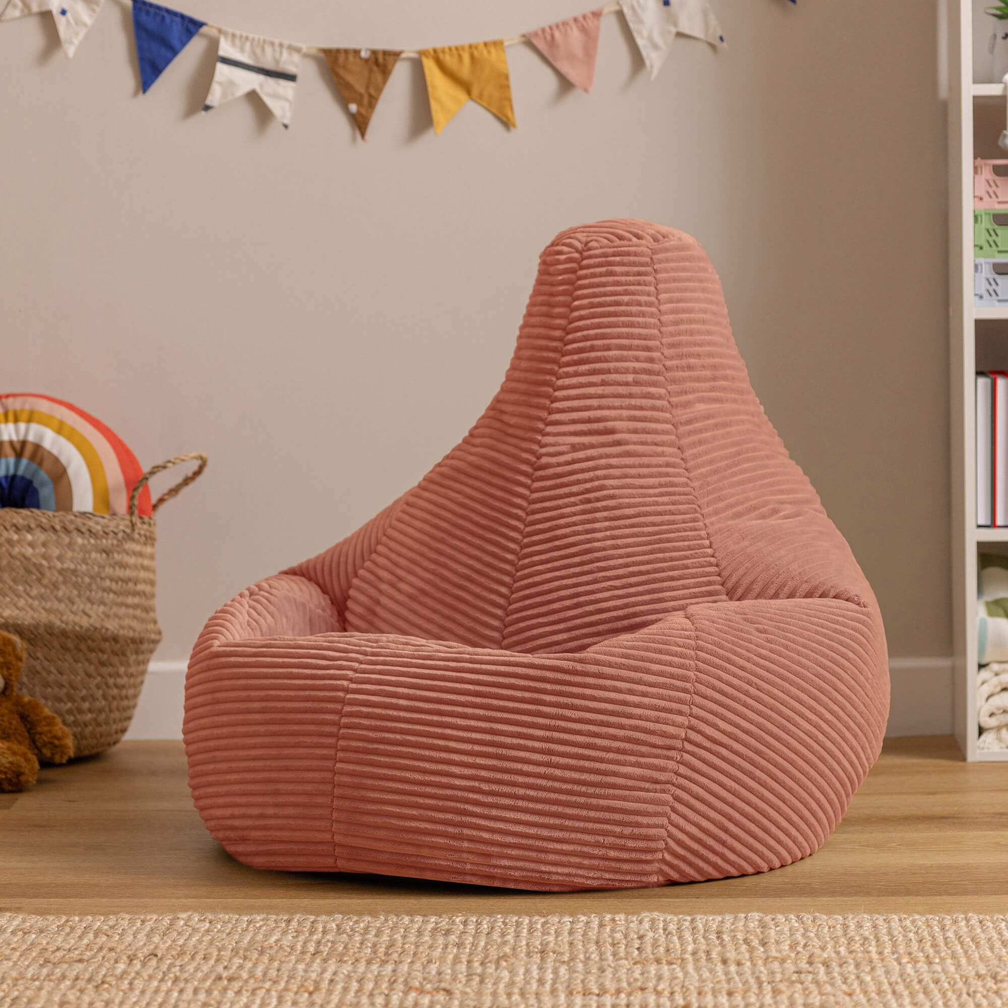 icon Sitzsack Kinder Sessel aus Cord Flauschig „Dalton", 69x59x65cm, Made in Germany, für Kinderzimmer, mit Füllung