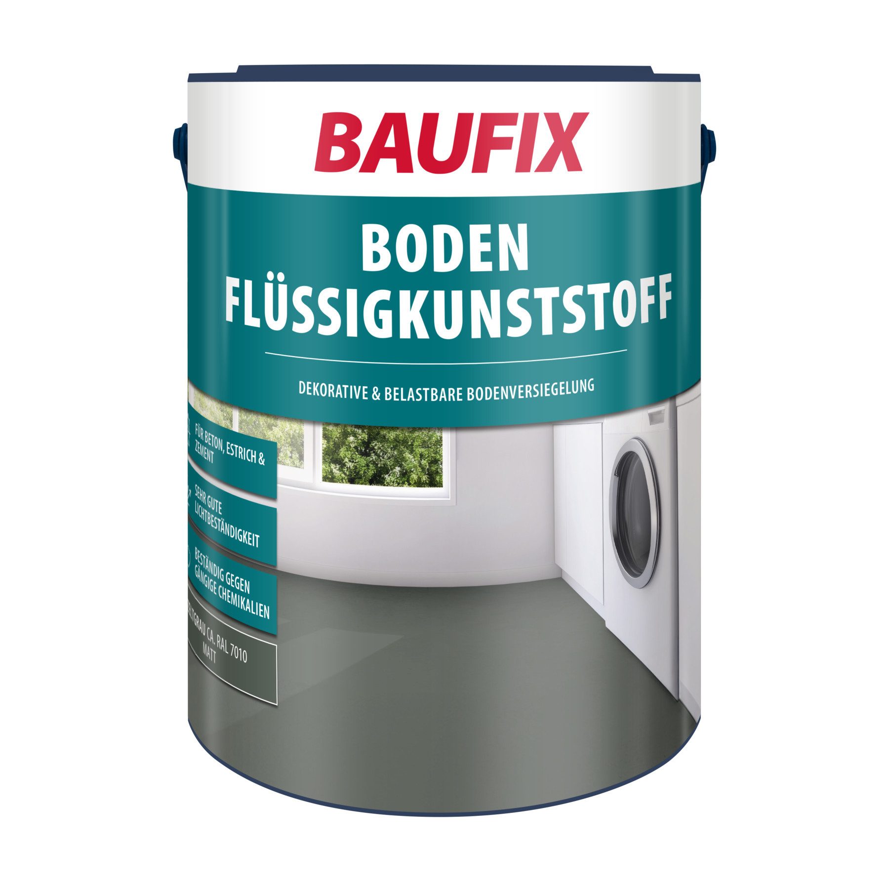 Baufix Acryl-Flüssigkunststoff matt, 5 Liter für ca. 30m², Beton- und Bodenfarbe, Schutzanstrich für Beton, Estrich und Zementfaserplatten