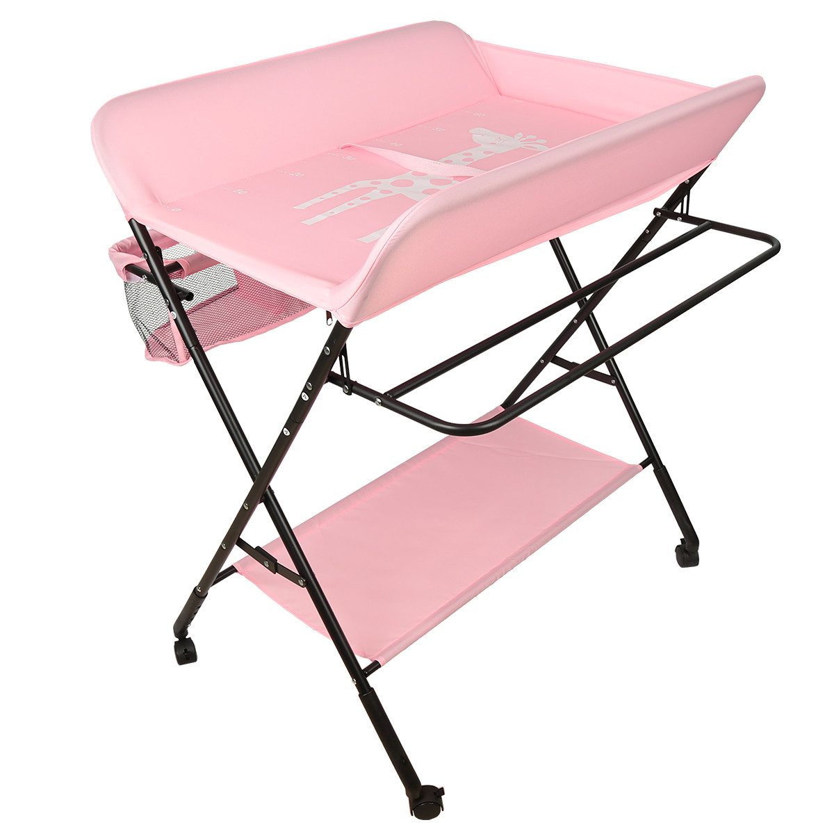 JEOBEST Wickeltisch Wickelauflage Mulde Kommode Unterlage Wickeln Baby Kind (KLAPPBAR), (1-tlg), Höhenverstellbar, Wasserdichte, Staufach, Mit Bremse – Bild 3 von 5