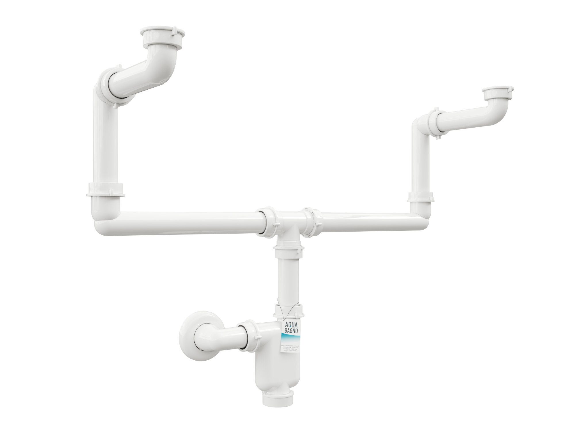 Aqua Bagno Siphon Raumsparsiphon für Doppelwaschbecken, G1 1/4" 40mm, flexi günstig online kaufen