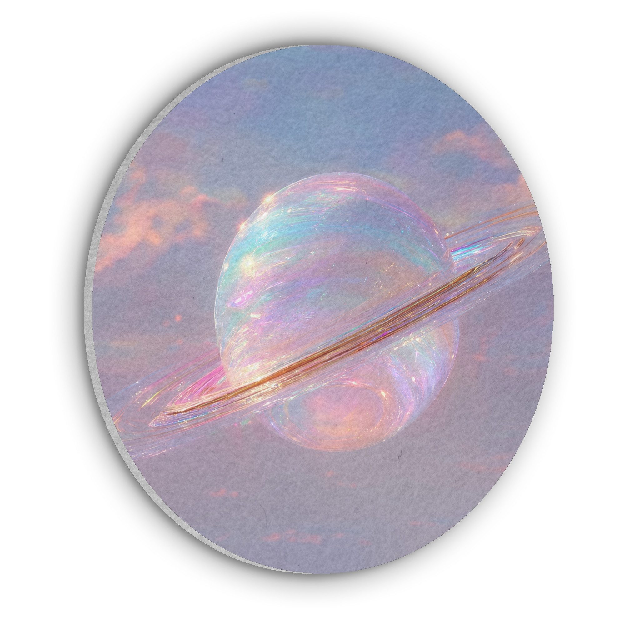 MuchoWow Gemälde Planet - Himmel - Wolken - Pastelltöne, Fotodruck (1 St), Akustikpaneele rund, Schalldämmung, Akustikbilder 30x30 cm