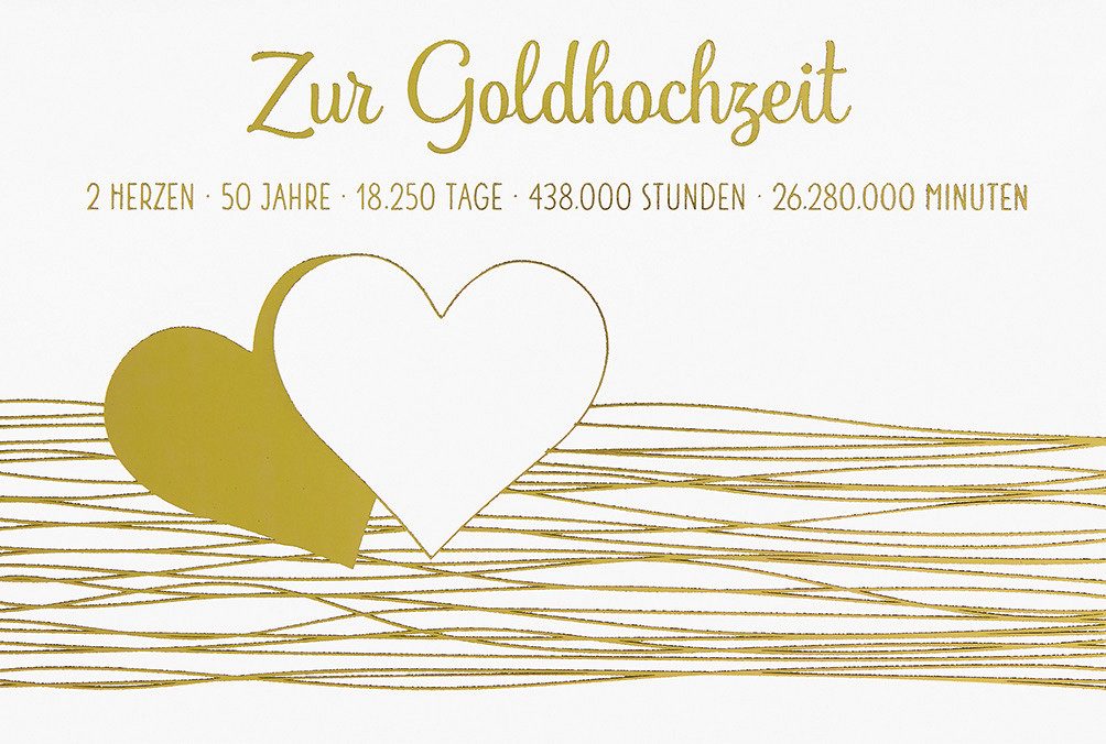 BSB Grußkarten Goldhochzeit - 50. Hochzeitstag - Glückwunschkarte im Format 11,5 x