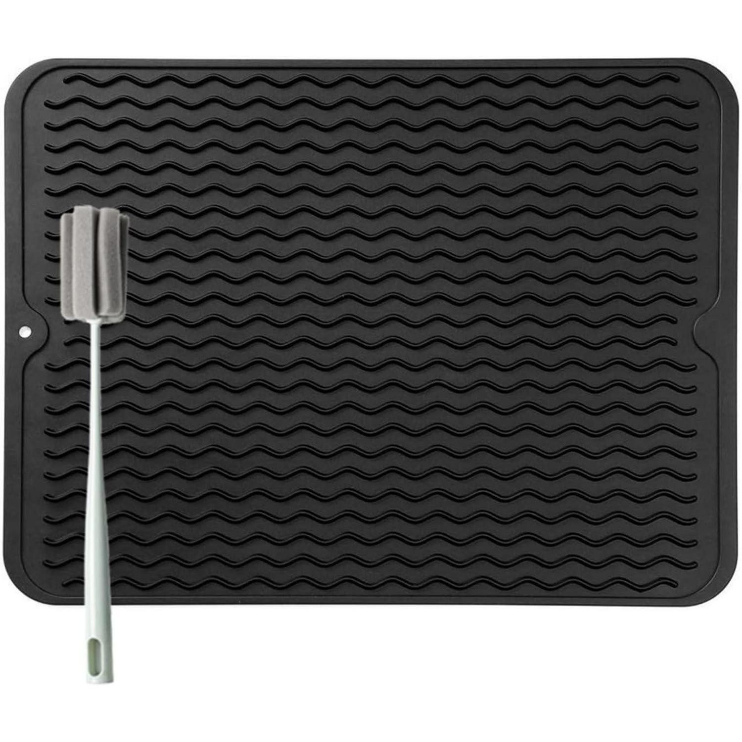 LuxusKollektion Abtropfmatte Abtropfmatte Silikon Rutschfest BPAfrei Schwarz 40 x 30 cm