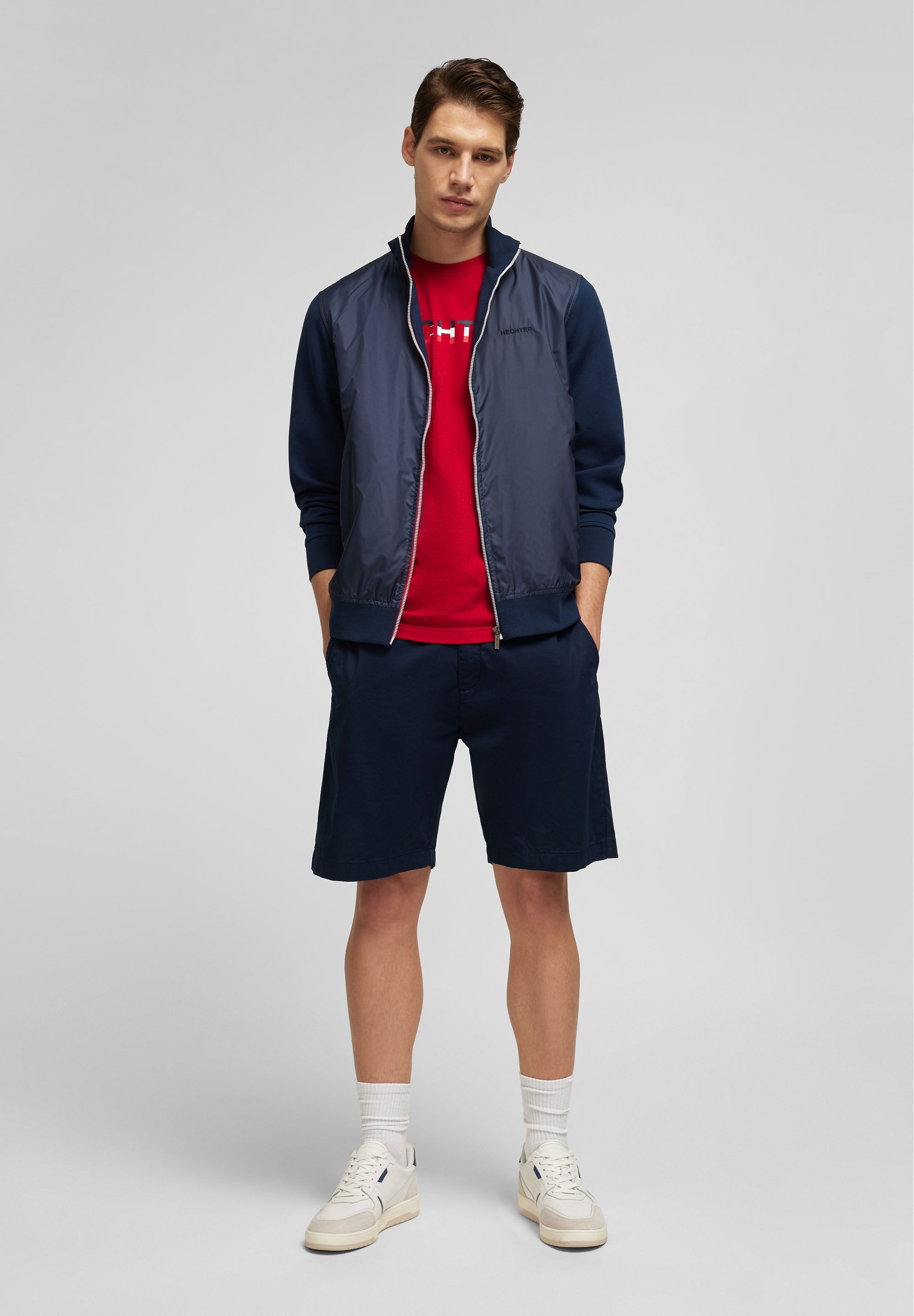 HECHTER PARIS Sweatjacke mit Materialmix-Einsatz