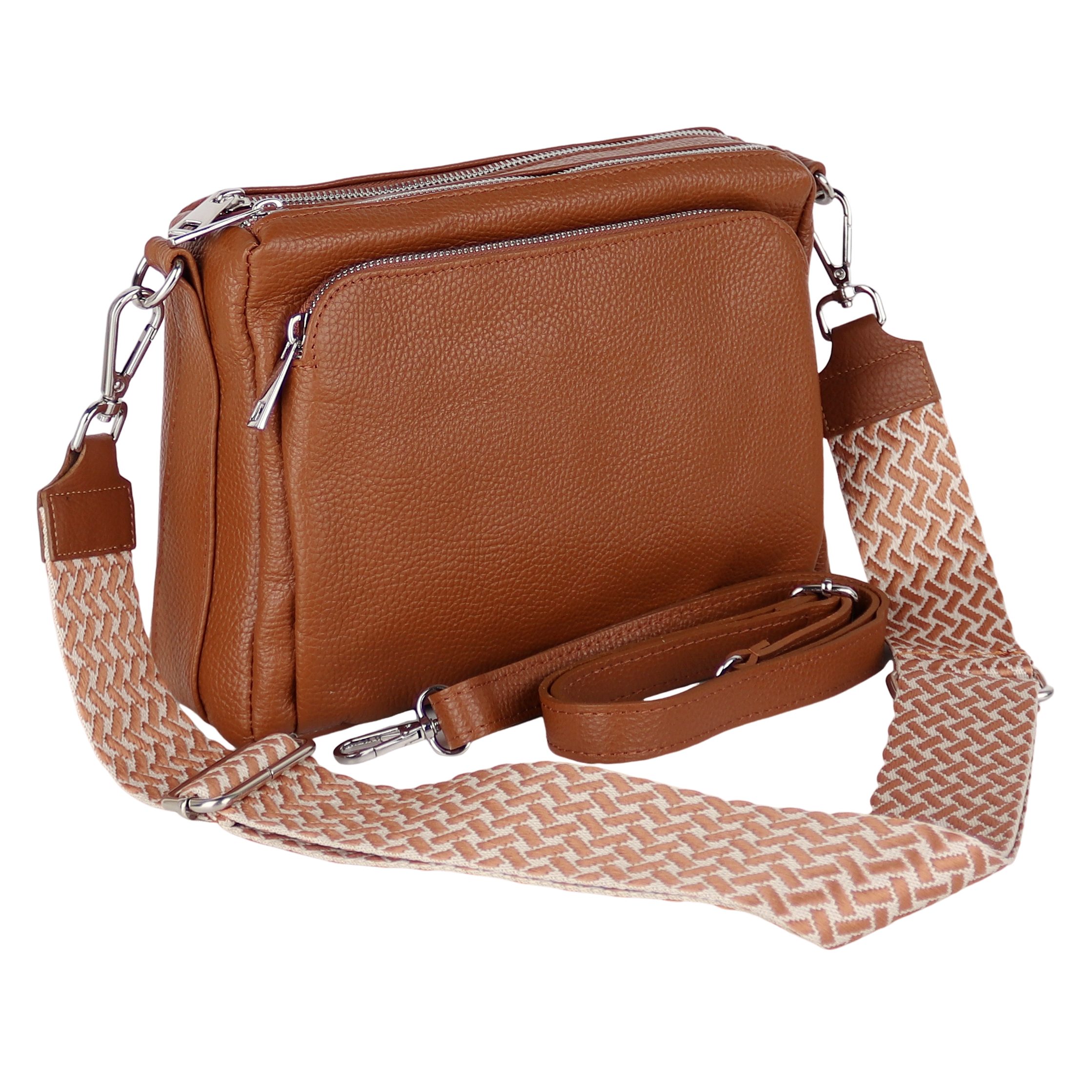 Umhängetasche Damen, Echtleder, Leder, Made in Italy, Mittelgroß