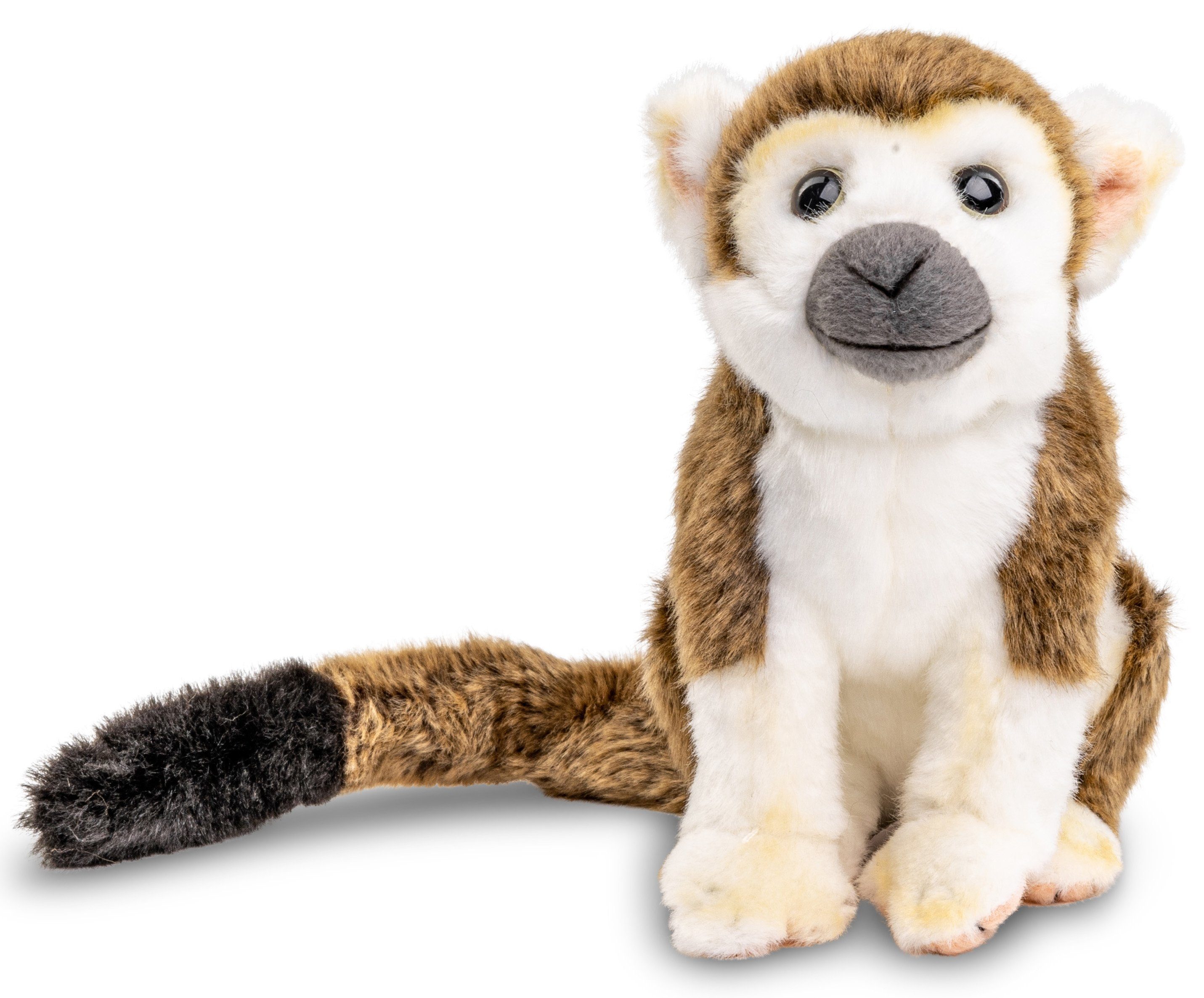 Uni-Toys Kuscheltier Totenkopfaffe, sitzend - 19 cm (Höhe) - Plüsch-Affe - Plüschtier, zu 100 % recyceltes Füllmaterial