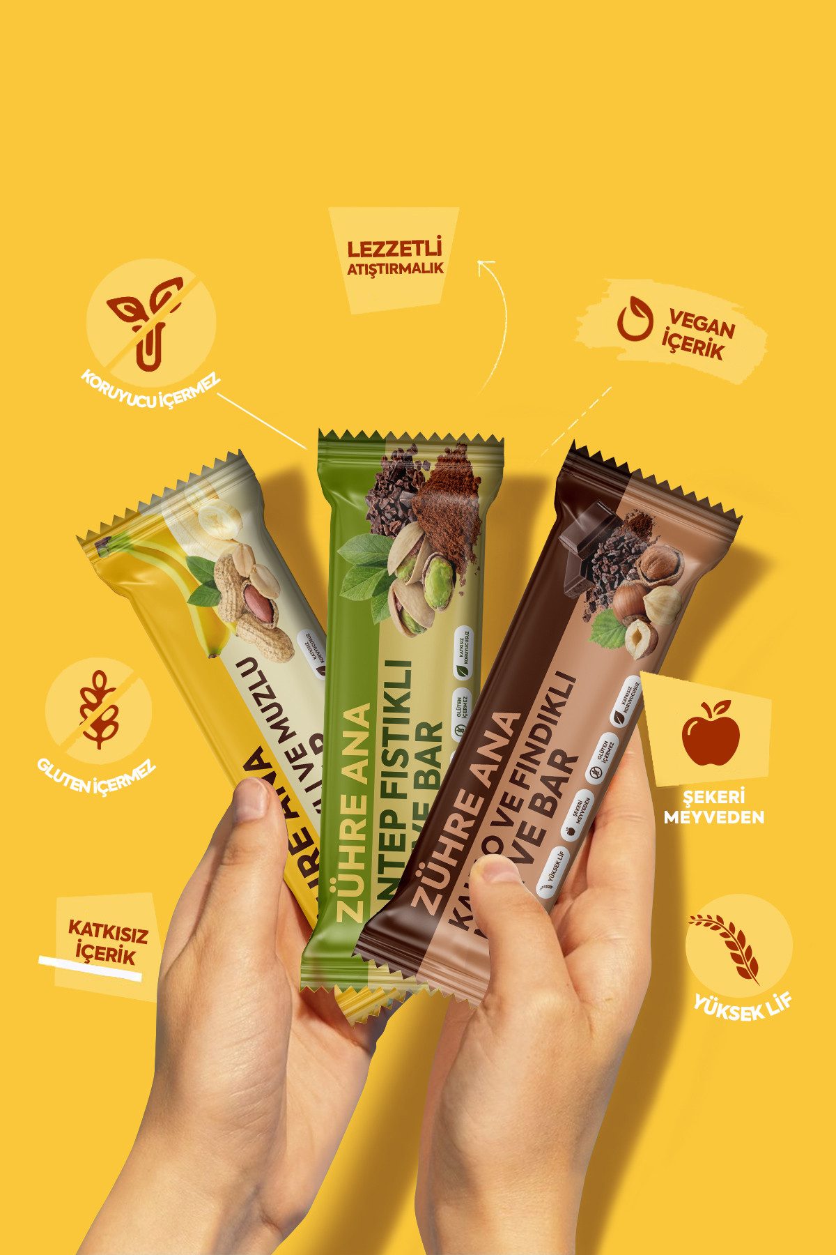 Zühre Ana® Riegel Fruchtriegel Mix Box 12x – Vegan, Glutenfrei, Ohne Zuckerzusatz, 420 g, Fruchtriegel, Leckerer Snack, 35gr x 12 Stück