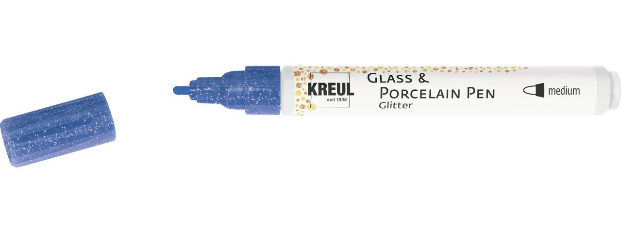 Marker Kreul Glass & Porcelain Pen Glitter blau, 1 - 3 mm