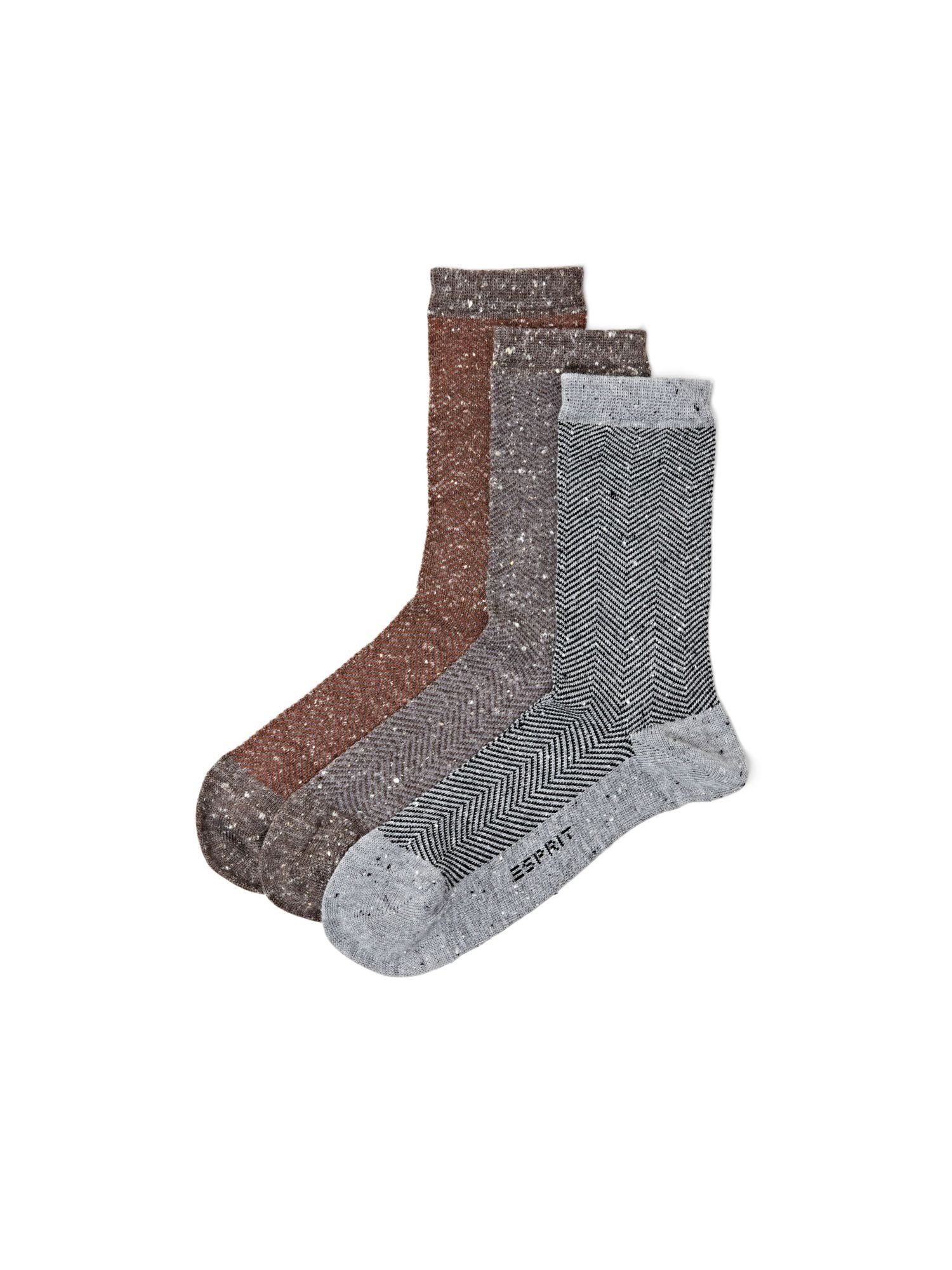 Esprit Socken 3er-Pack Socken mit BROWN/GREY Fischgratmuster