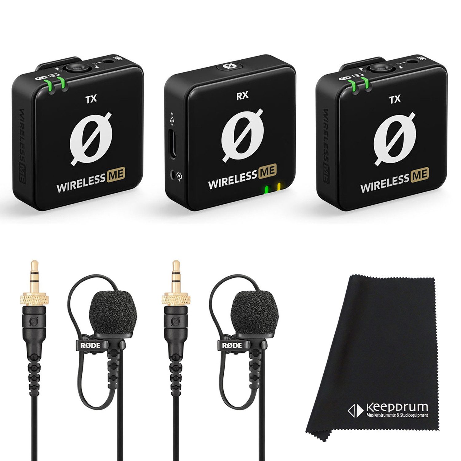 Rode Wireless ME Dual mit 2x Lavalier II und Tuch Digitales Aufnahmegerät