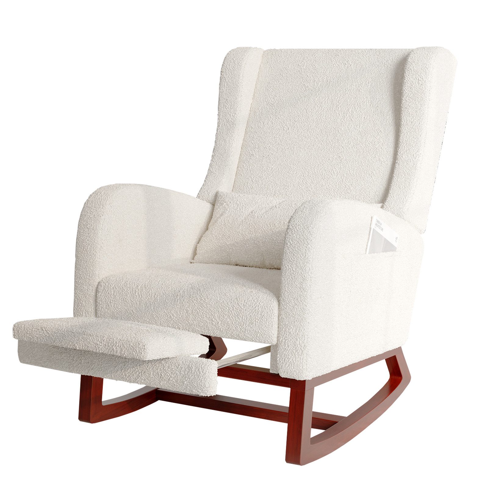 FUROKOY Schaukelstuhl Stillsessel Relaxsessel mit Holzsockel Fußstütze Verd günstig online kaufen