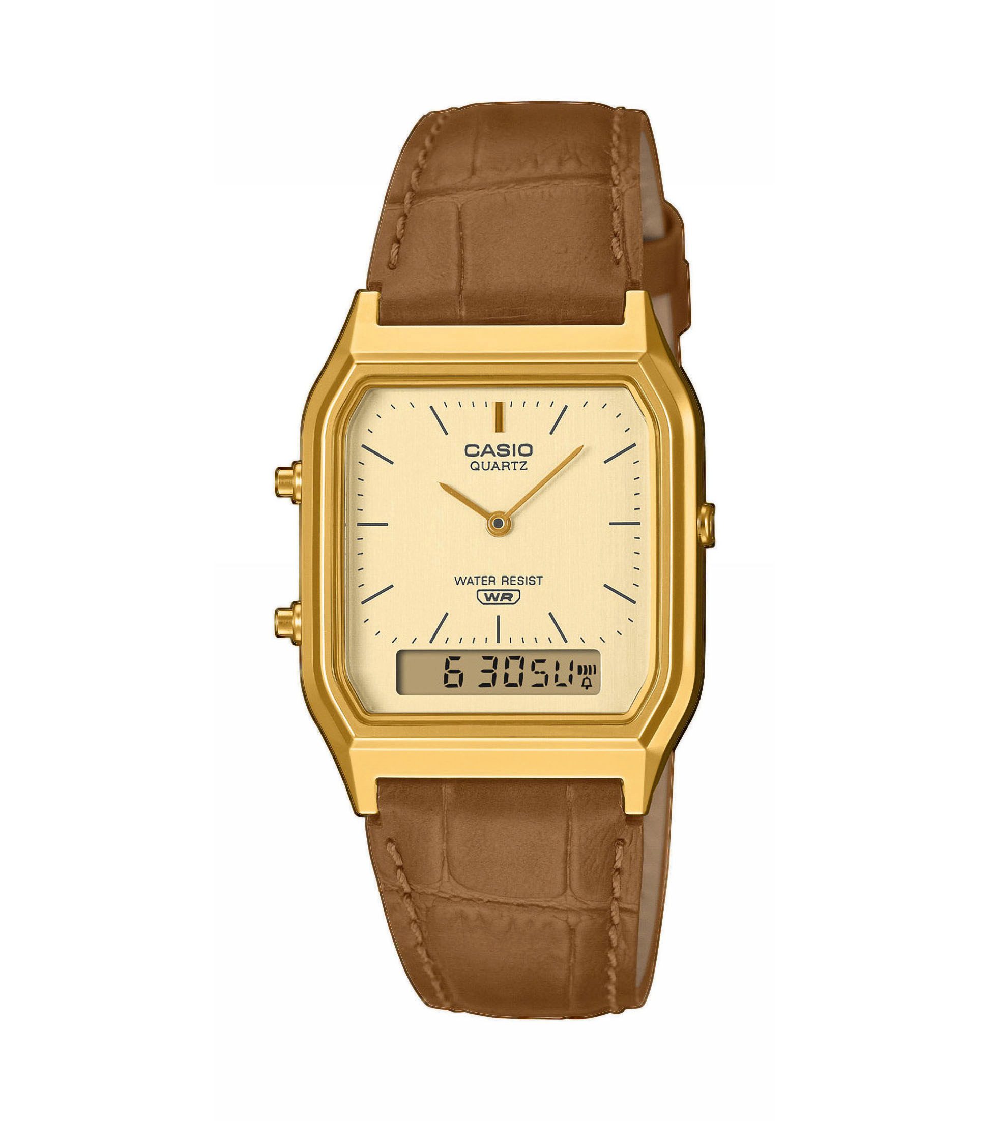 CASIO VINTAGE Chronograph AQ-230EGL-9AEF, Quarzuhr, Armbanduhr, Damenuhr, Herrenuhr, Lederarmband, analog