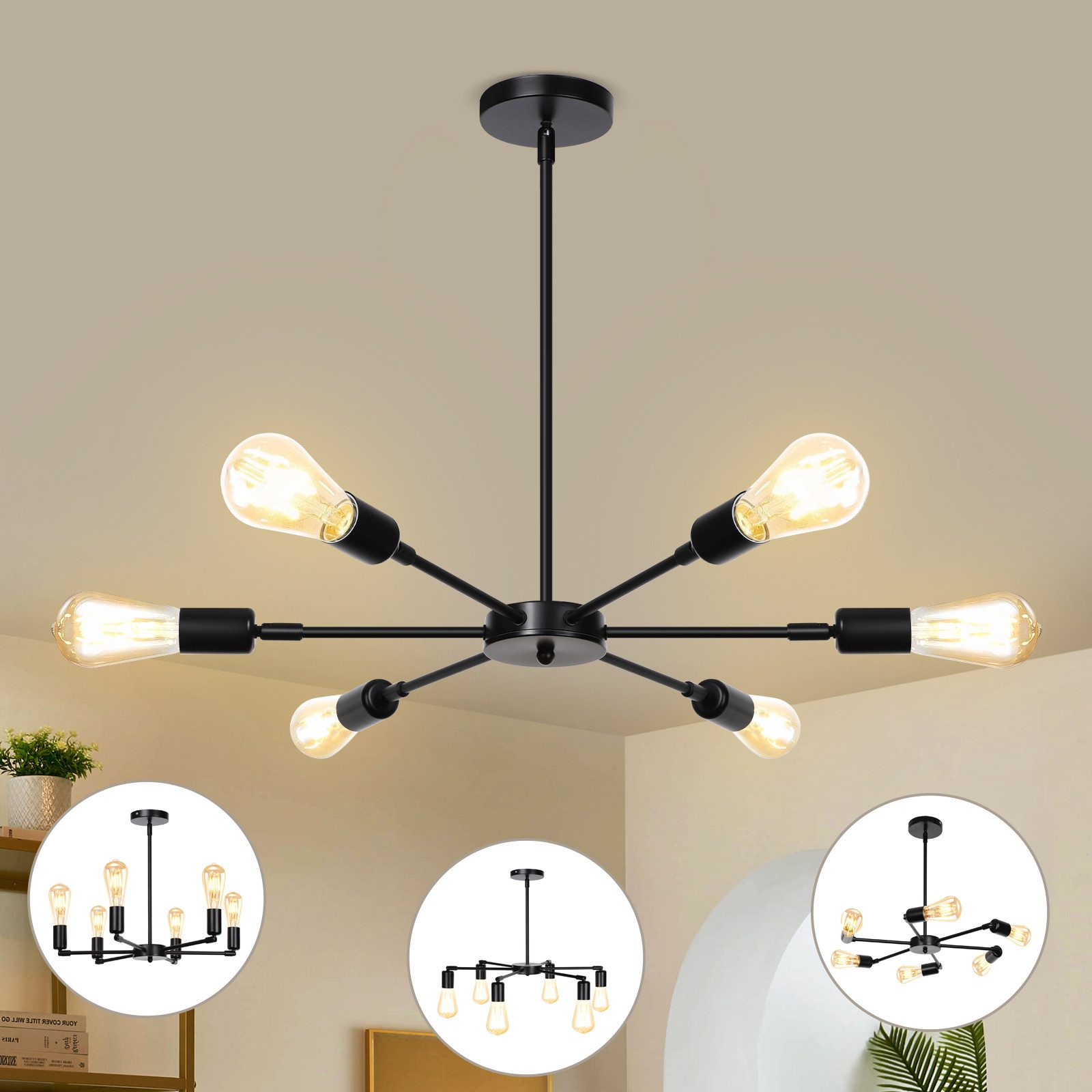 Jibenhome LED Kronleuchter LED Pendelleuchte 6-Flammige günstig online kaufen