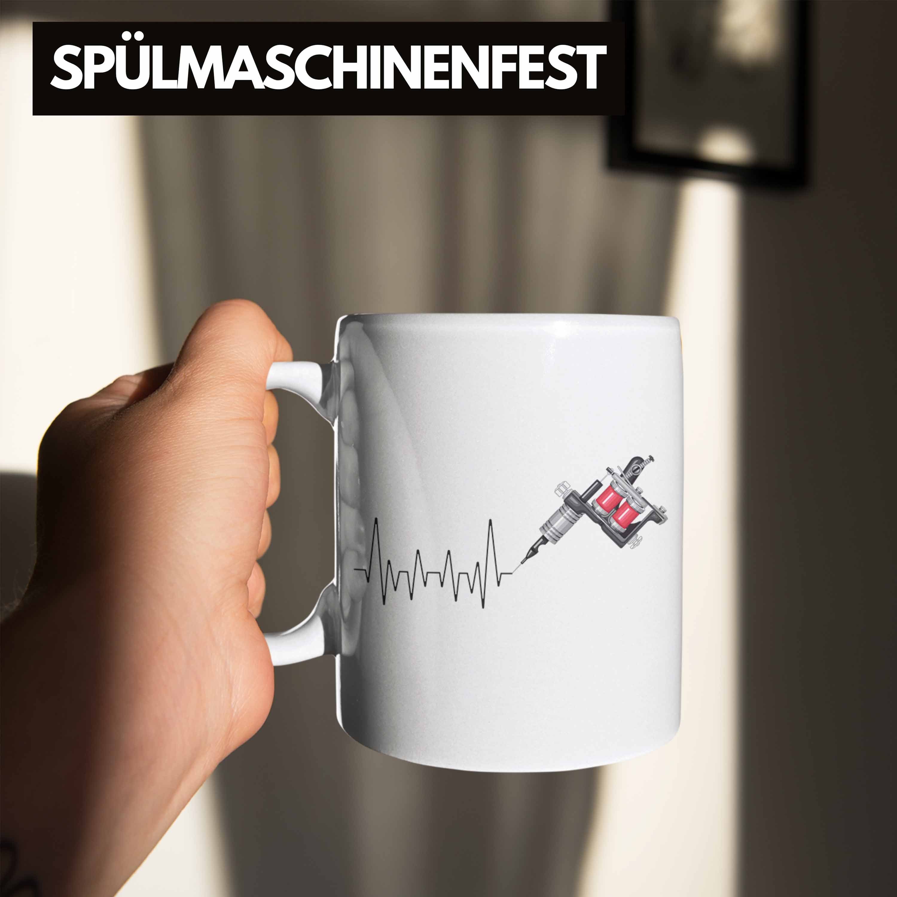 Tasse Trendation Trendation Weiss Geschenk für Liebhan Tasse Tattoowierer Tattoo - Herzschlag