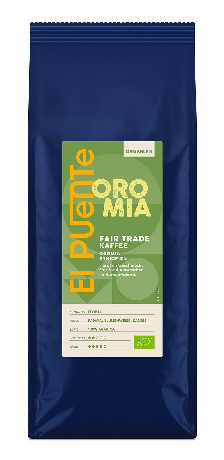 El Puente Kaffee Oromia - Bio-Kaffee gemahlen 500 g, Fair Trade, Vegan, Bio, Handmade