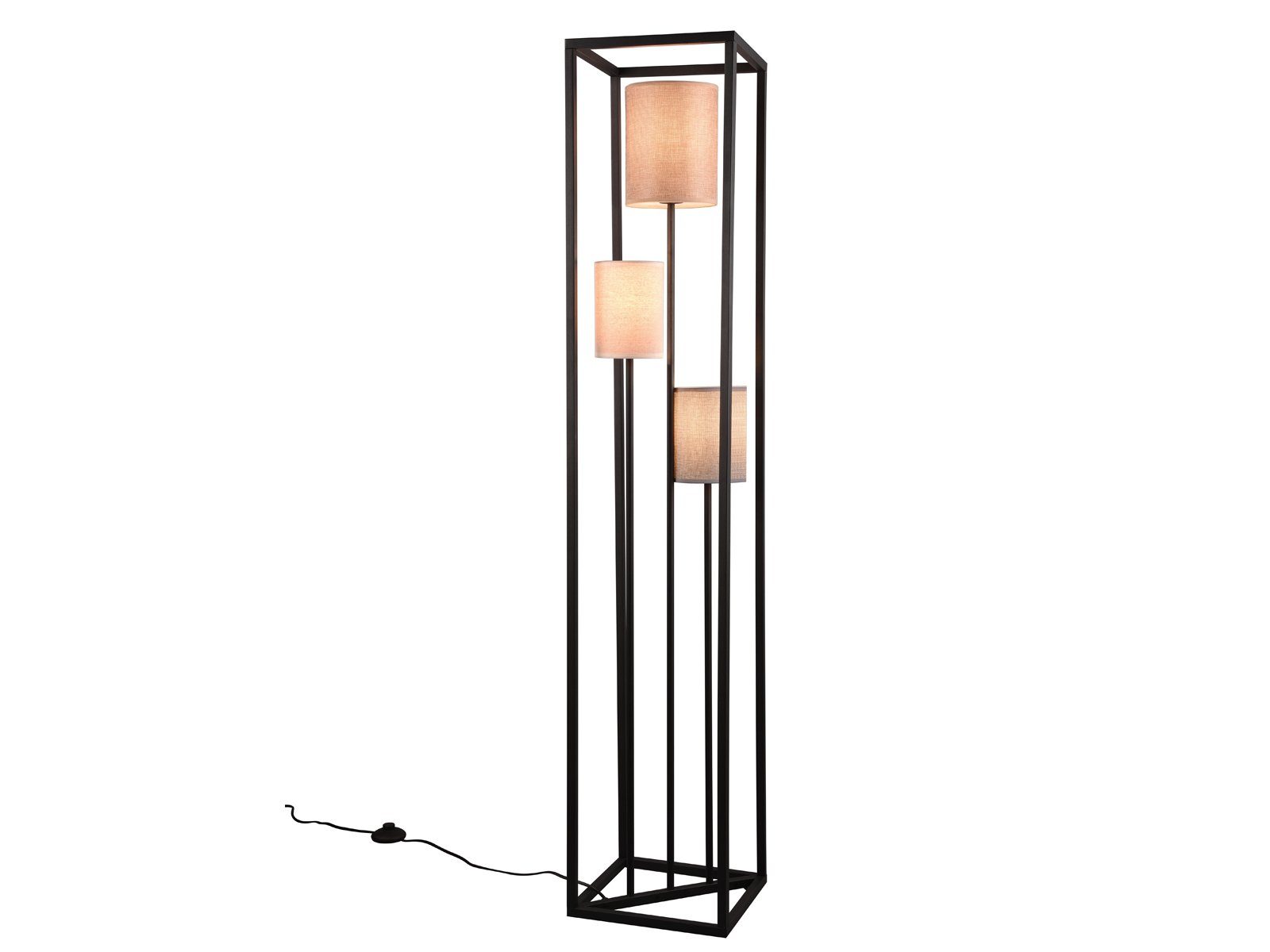 TRIO Leuchten LED Stehlampe, Dimmfunktion, LED wechselbar, warmweiß, dimmbar über Schalter ausgefallen Landhaus Stil Lampenschirme Stoff