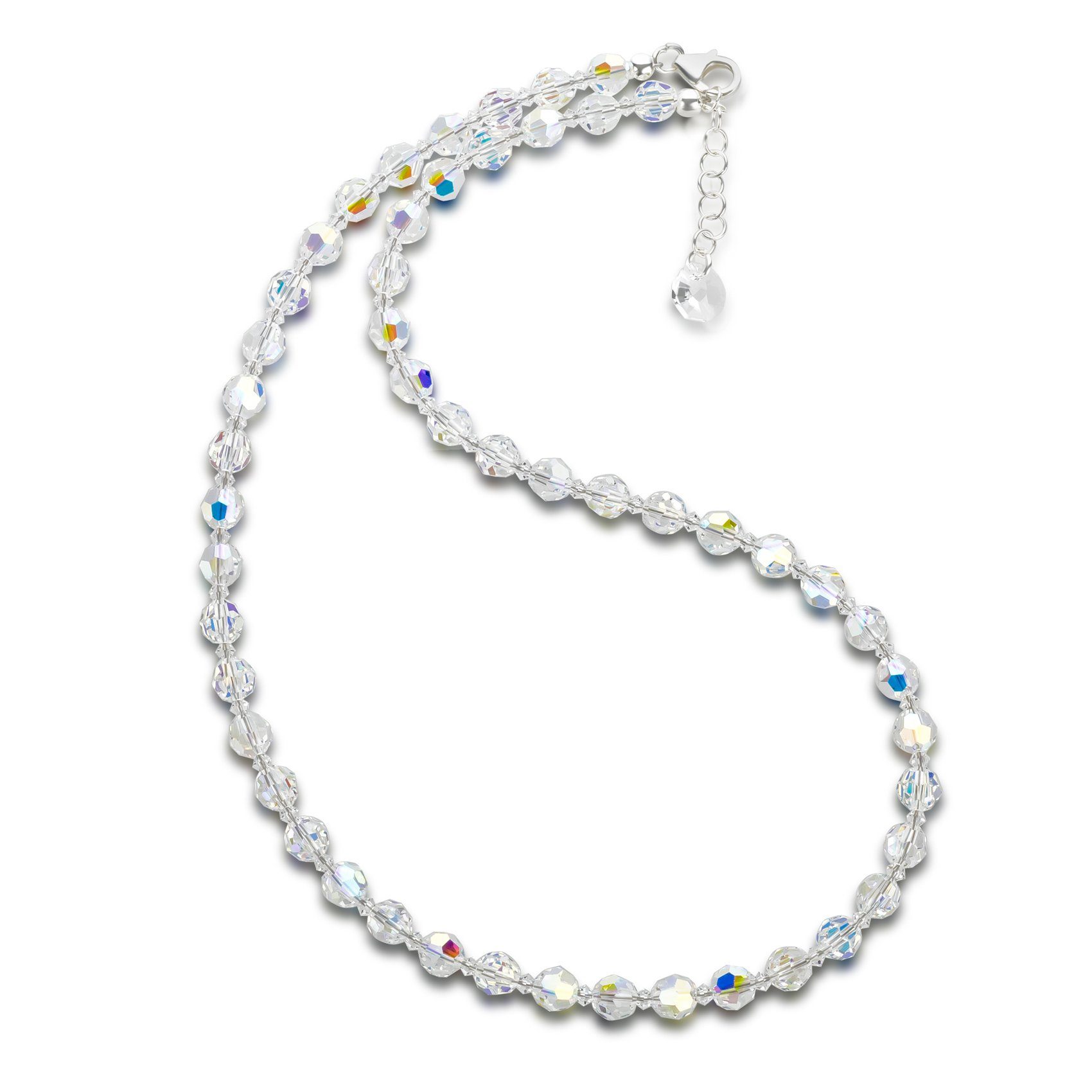 Collier 6mm Kristall Perlenkette Crystal Aurora Boreale Kristallperlen Kette
