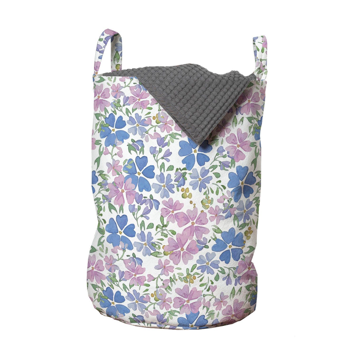 Abakuhaus Wäschesäckchen Wäschekorb mit Griffen Kordelzugverschluss für Waschsalons, Blumen Frühlings-Weinlese-Blumen