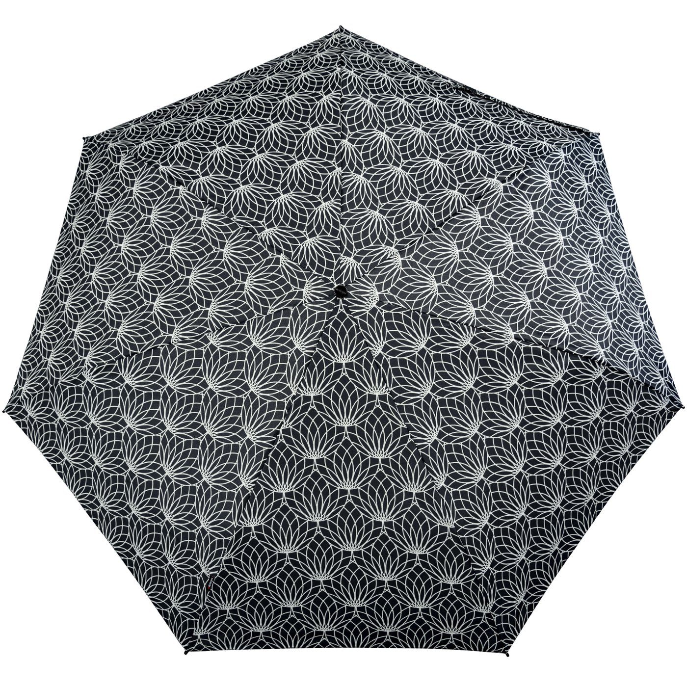 mit black UV-Schutz - Renature Auf-Zu-Automatik, Linien Taschenregenschirm Knirps® Schirm mit schwarz-weiß leichter, kompakter