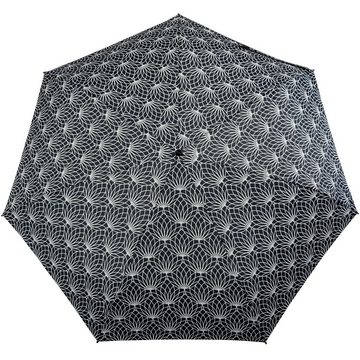 Knirps® Taschenregenschirm leichter, kompakter Schirm mit Auf-Zu-Automatik, mit UV-Schutz - Linien Renature black